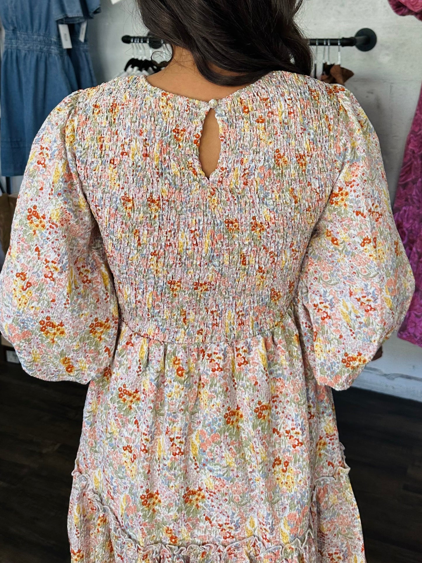 The Faye Autumn Garden Floral Long Sleeve Dress