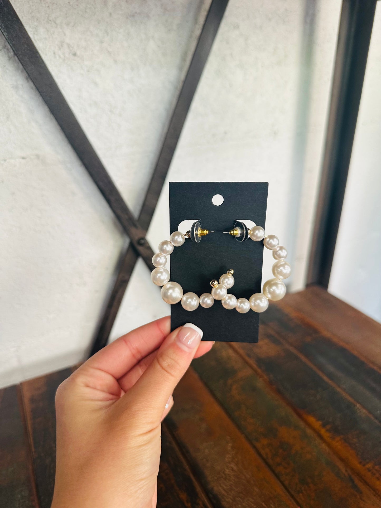 Gold Pearl Hoop Earring