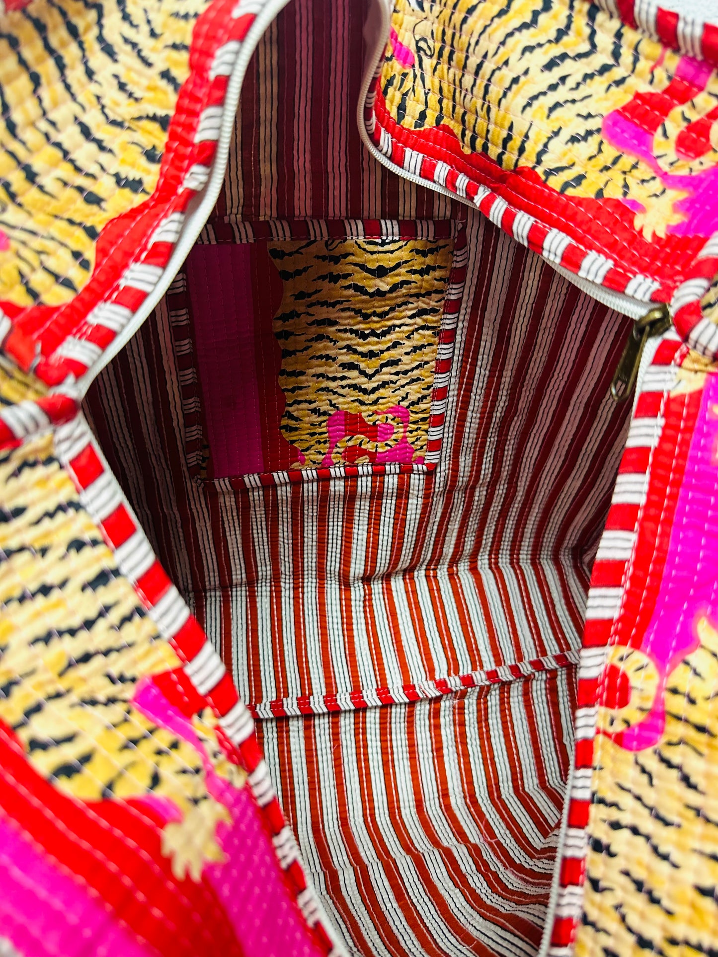 The Pink Tiger Quilted Tote Bag