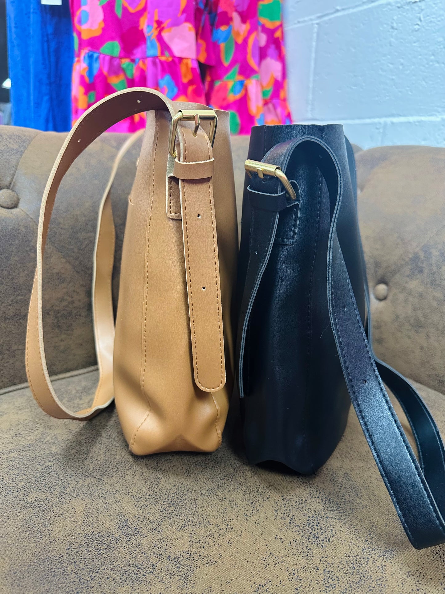 Faux Leather Crossbody Shoulder Messenger Bag