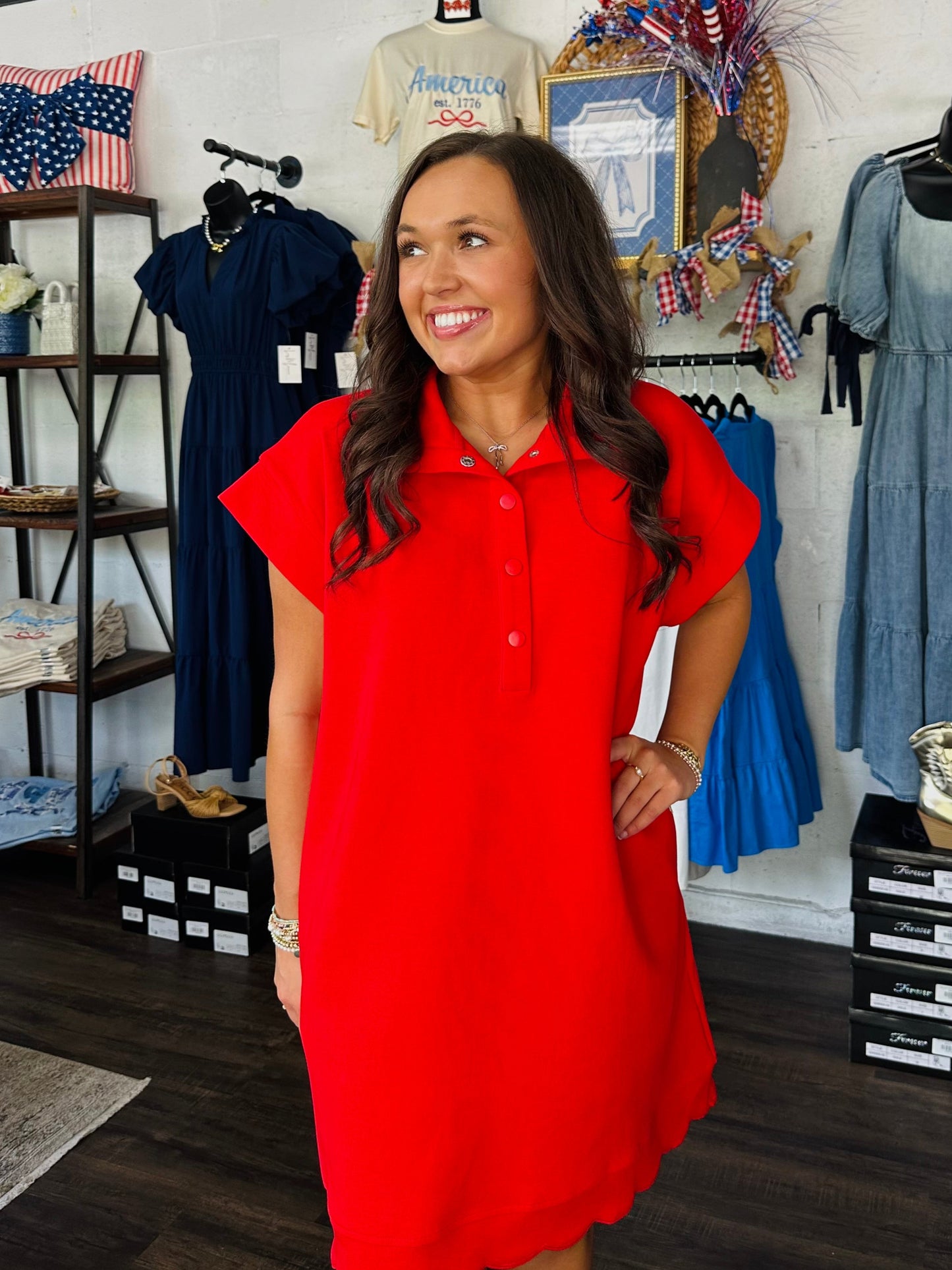 The Layla Red Scalloped Dress
