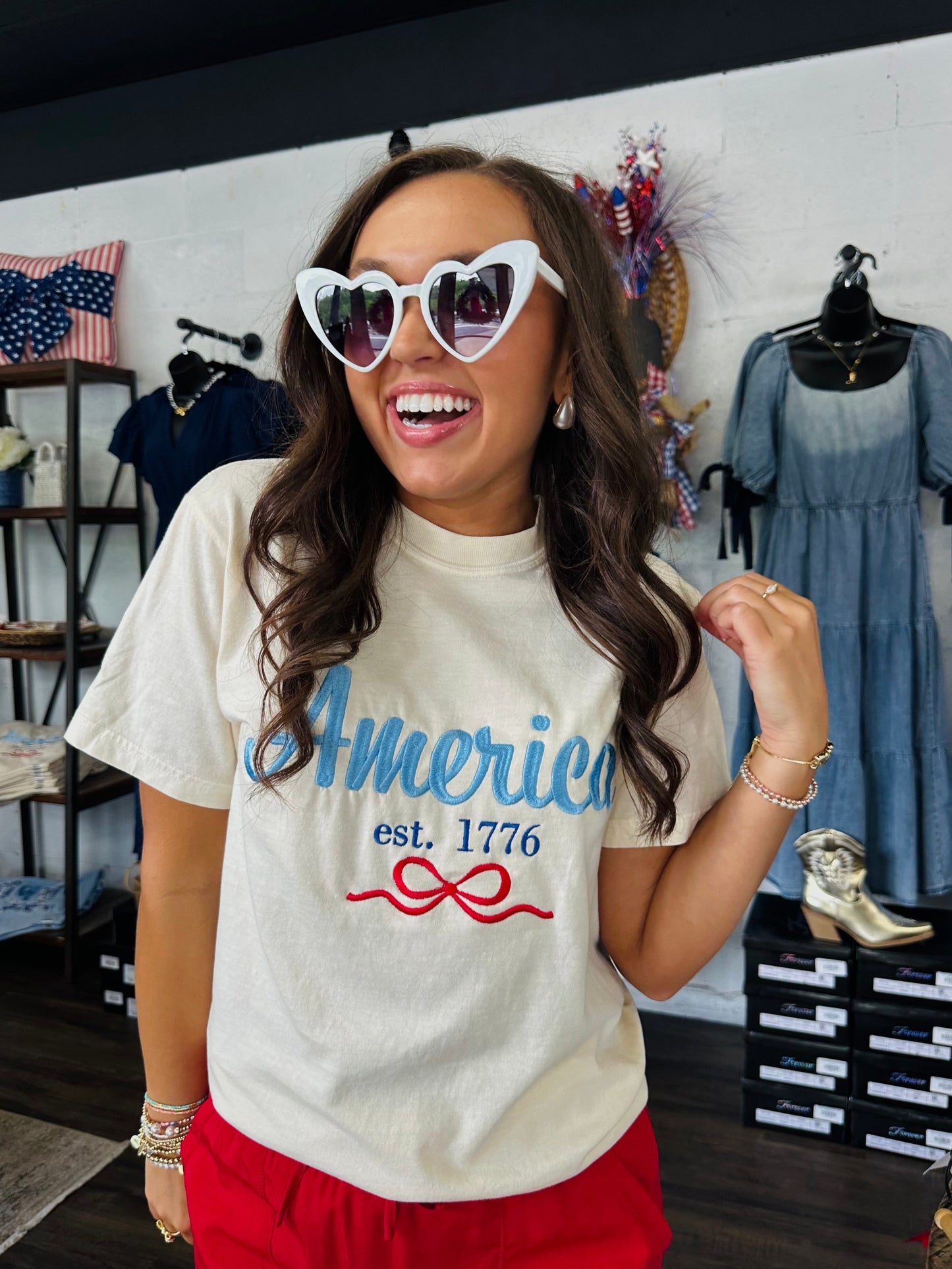 The 1776 America USA Embroidered Tee