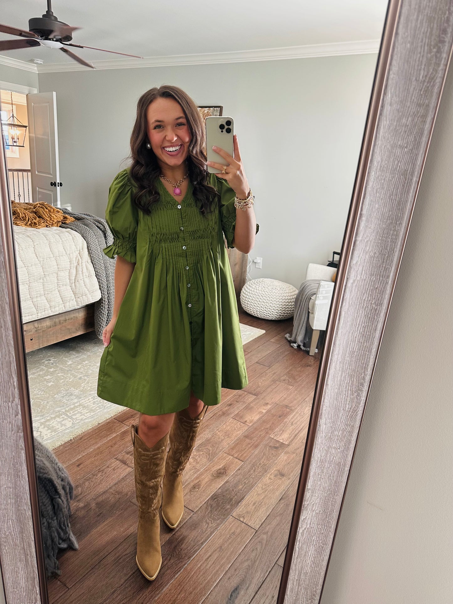 The Willow Olive Green Dress