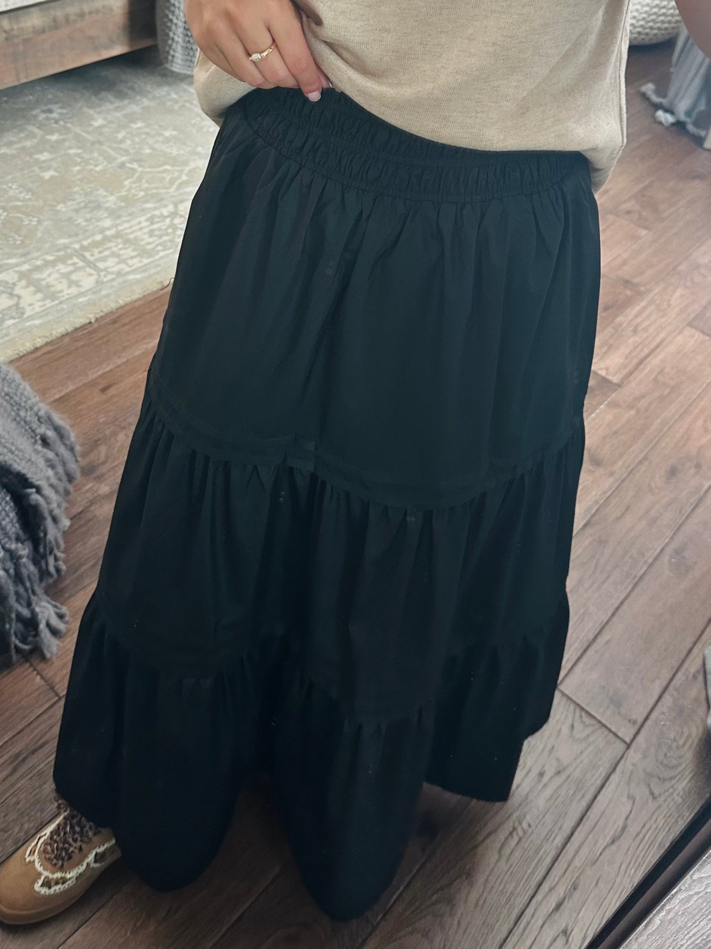 The Ruth Black Maxi Skirt