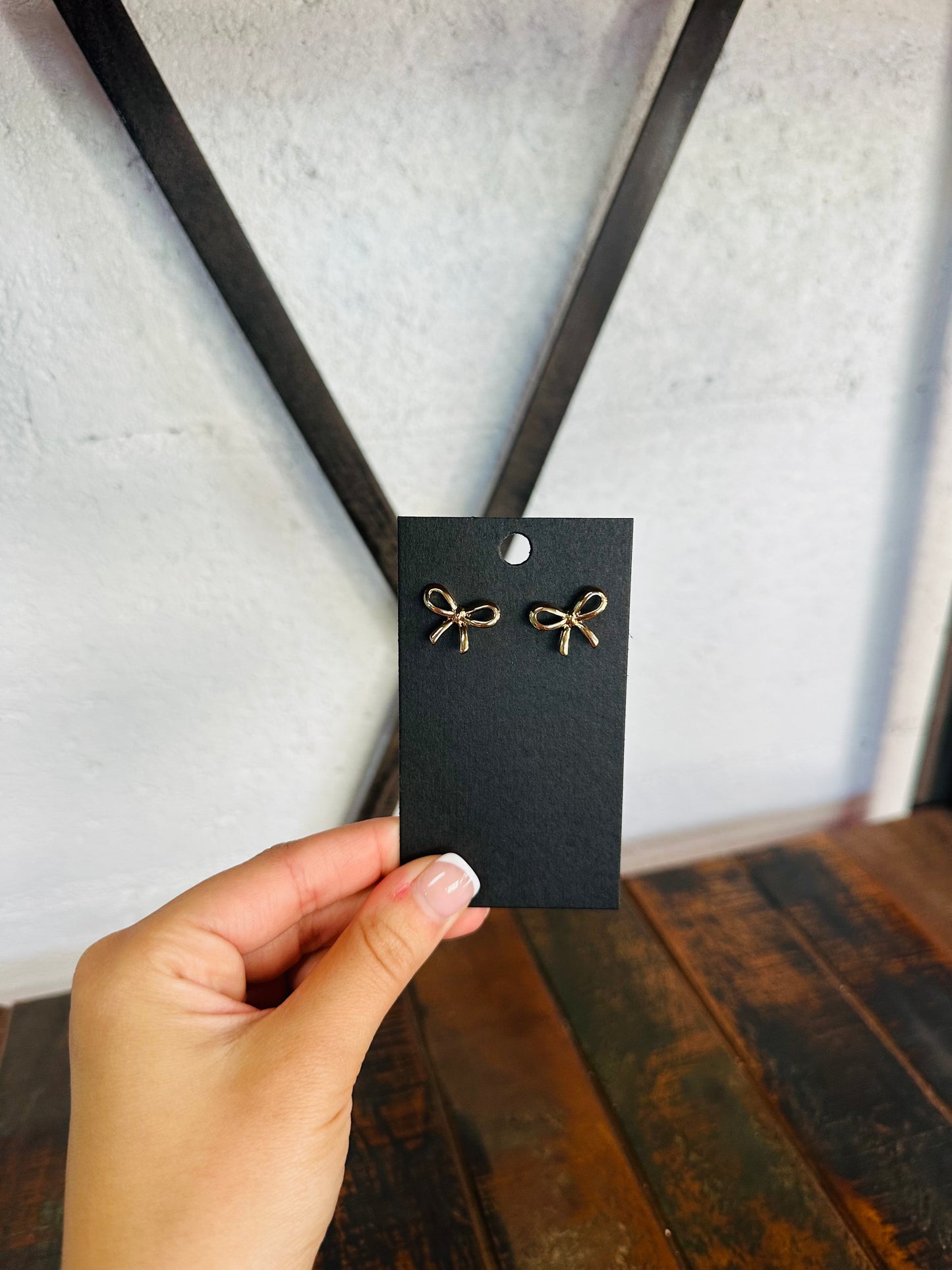 Gold Bow & Pearl Stud Post Earring