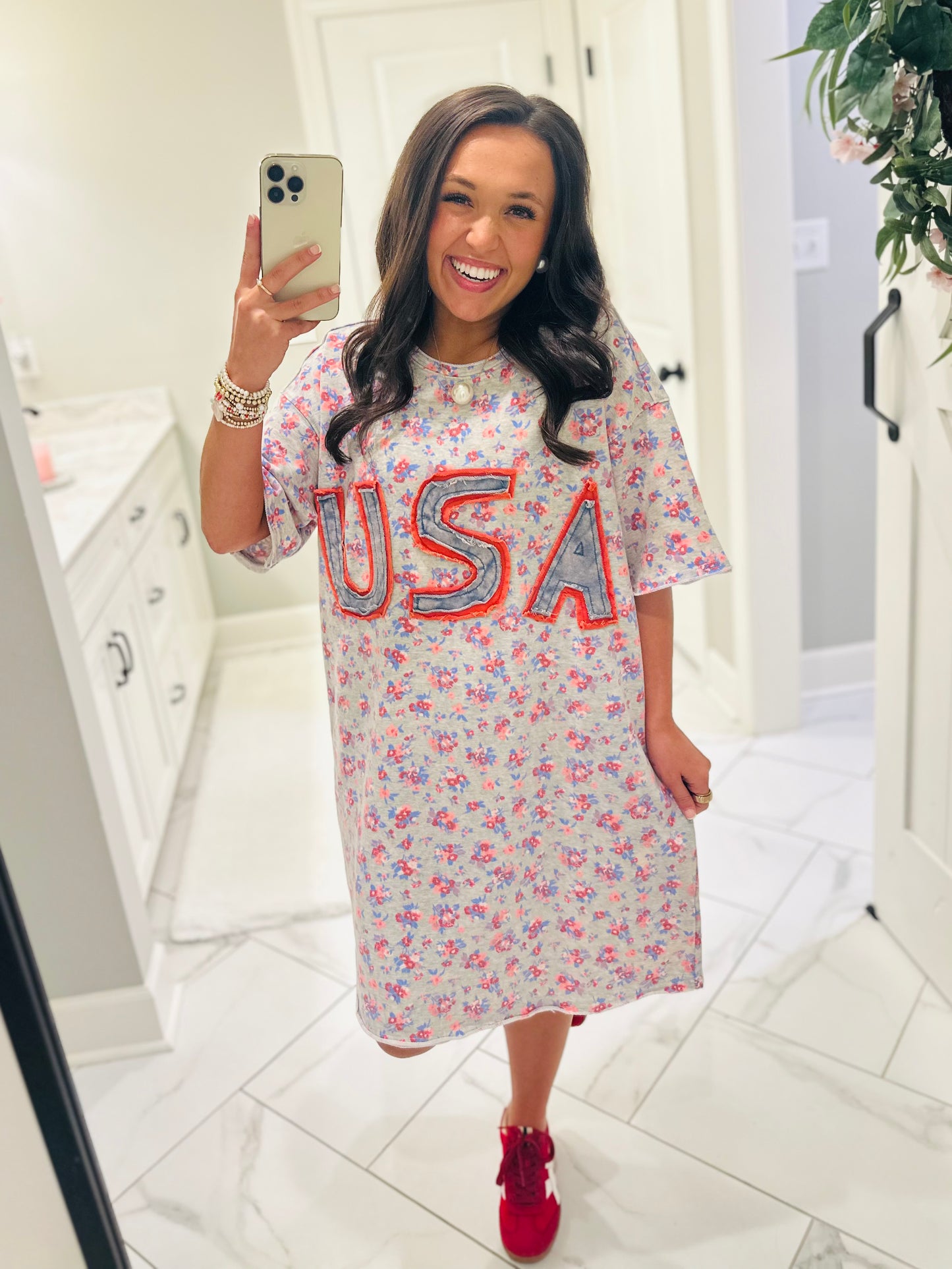 The Made in the USA Letter Patch Floral Dress