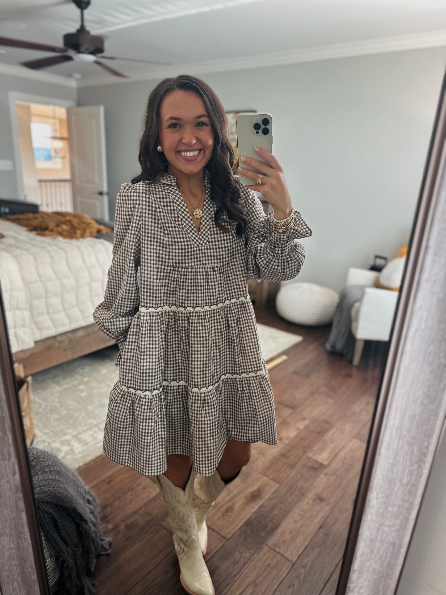 The Sadie Brown Gingham Dress