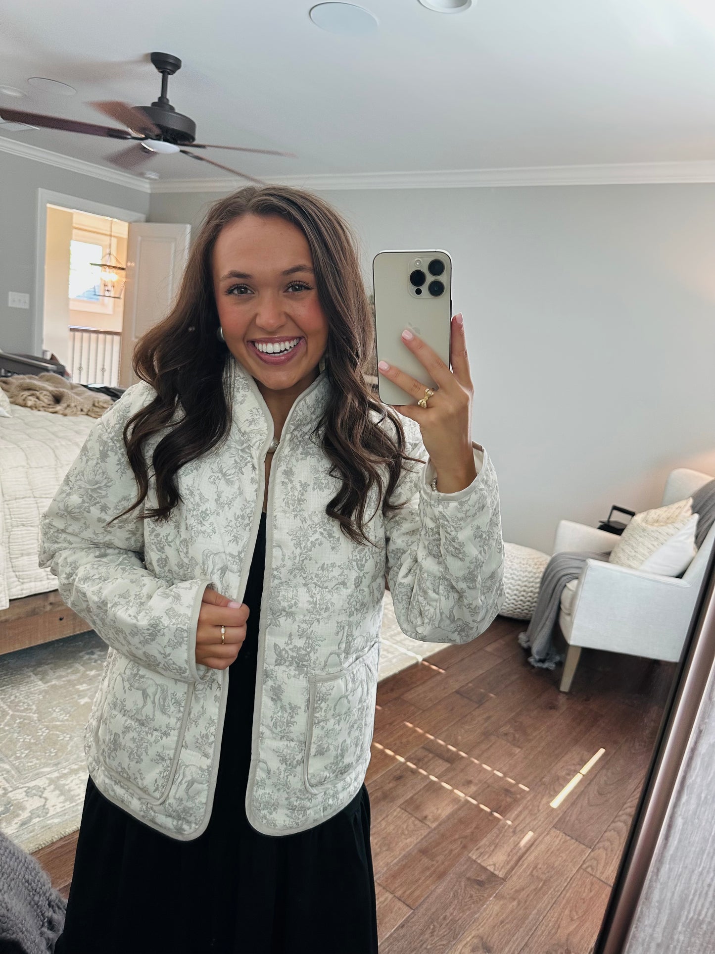 The Serena Grey Vintage Quilted Jacket