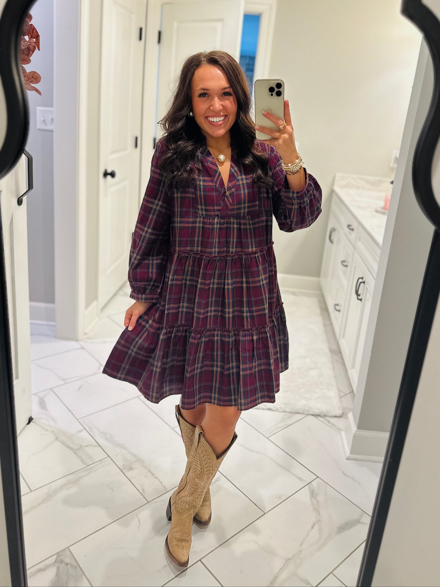 The Eden Plum Purple Plaid Dress