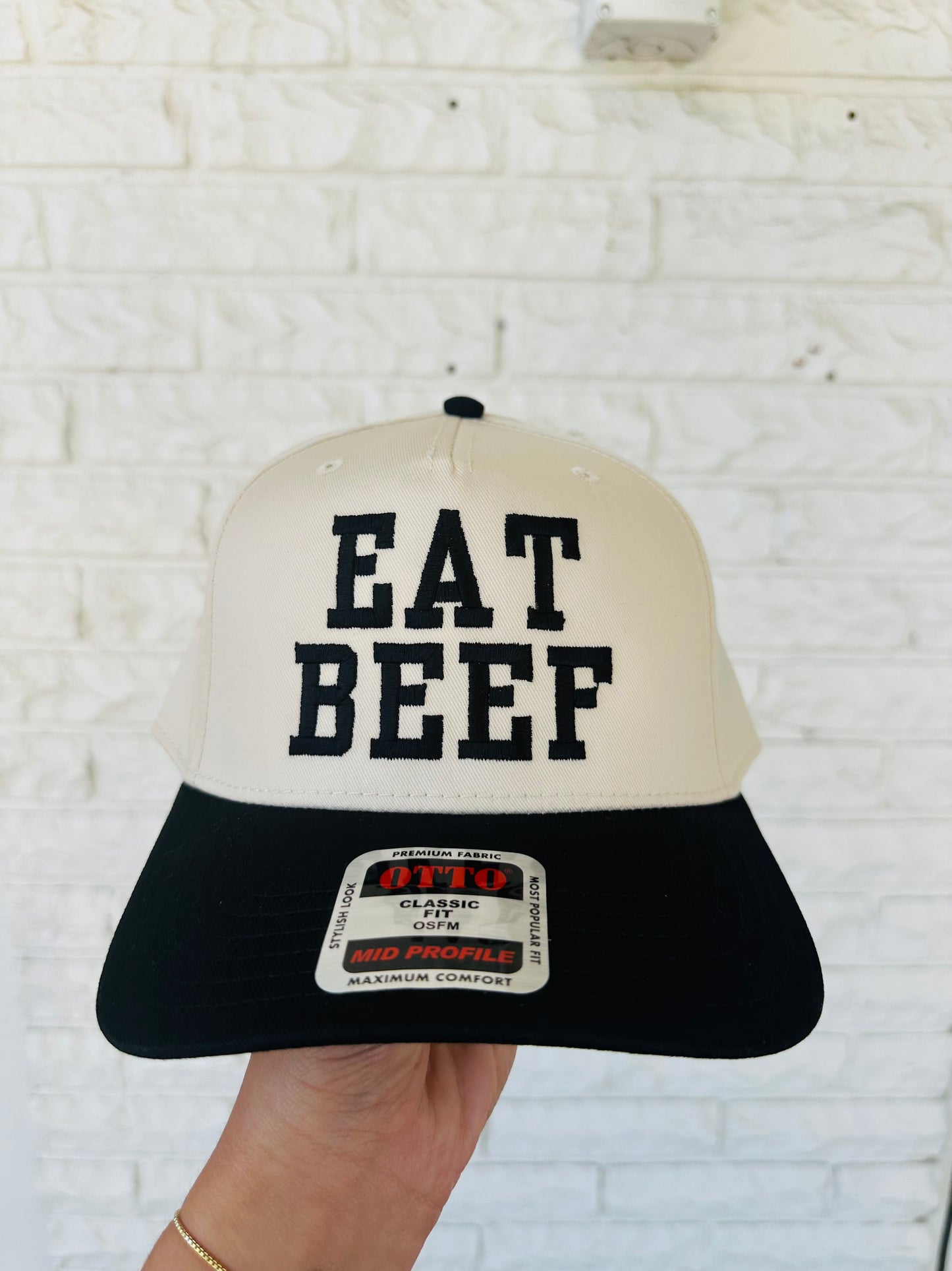 Black 'Eat Beef' Embroidered Trucker Hat