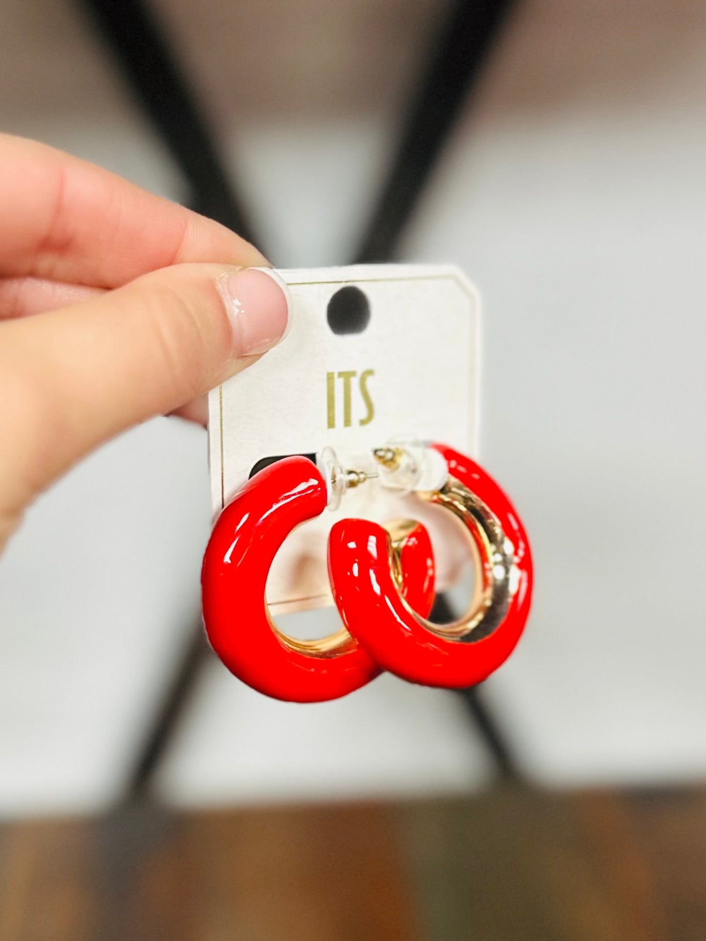 Red + Gold Chunky Hoops