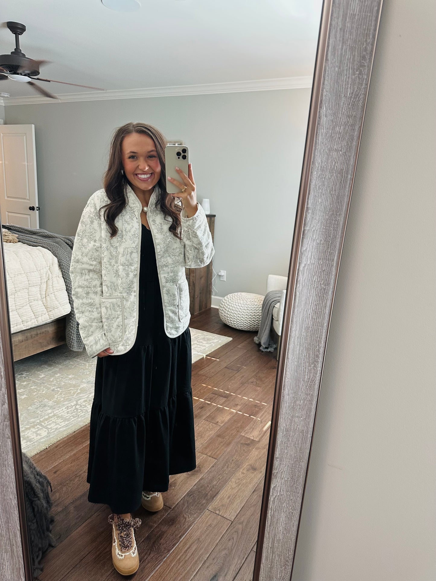 The Serena Grey Vintage Quilted Jacket