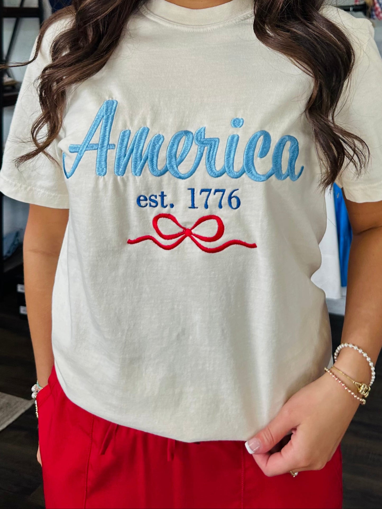 The 1776 America USA Embroidered Tee
