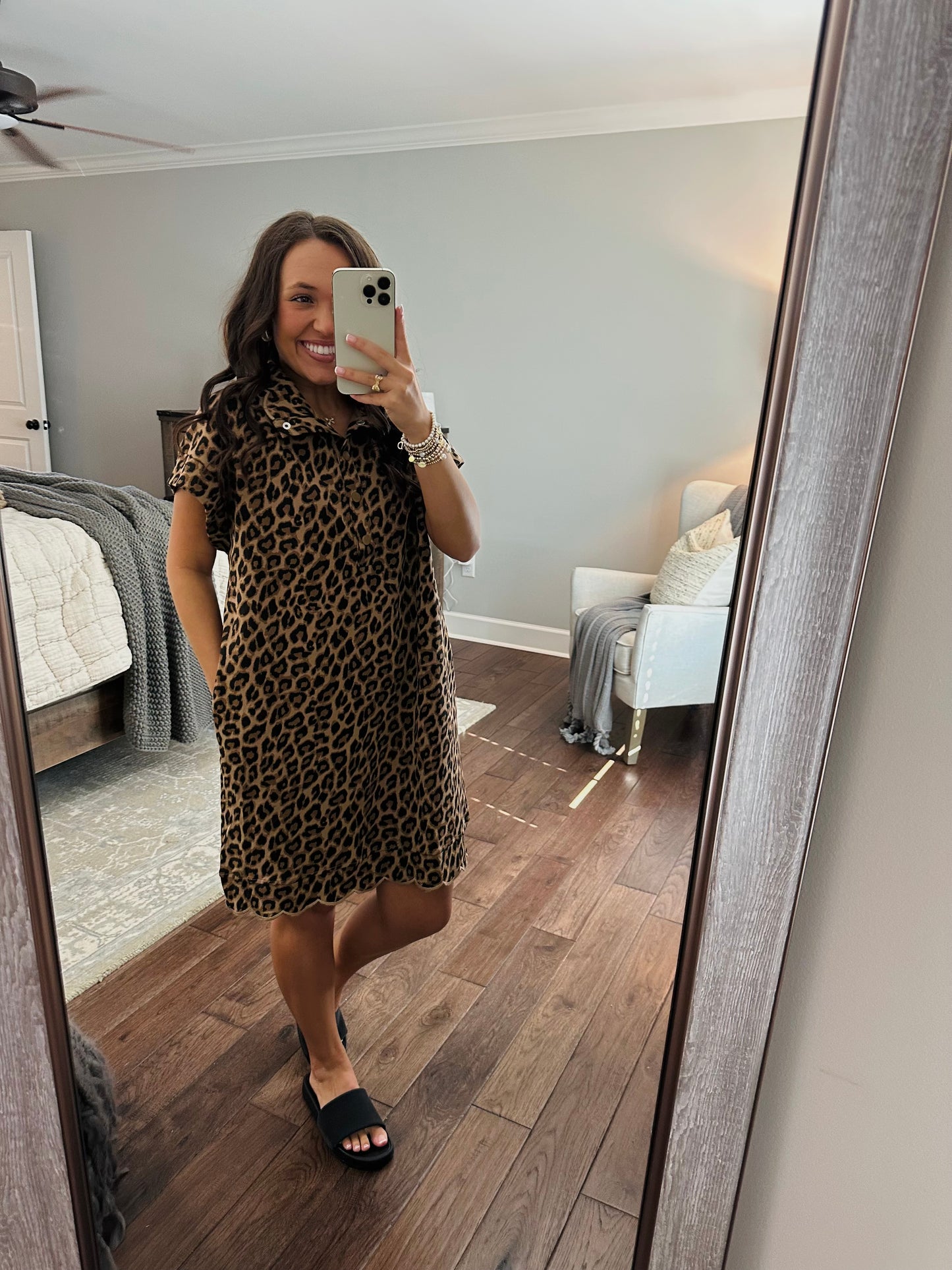 The Miah Leopard Scalloped Dress