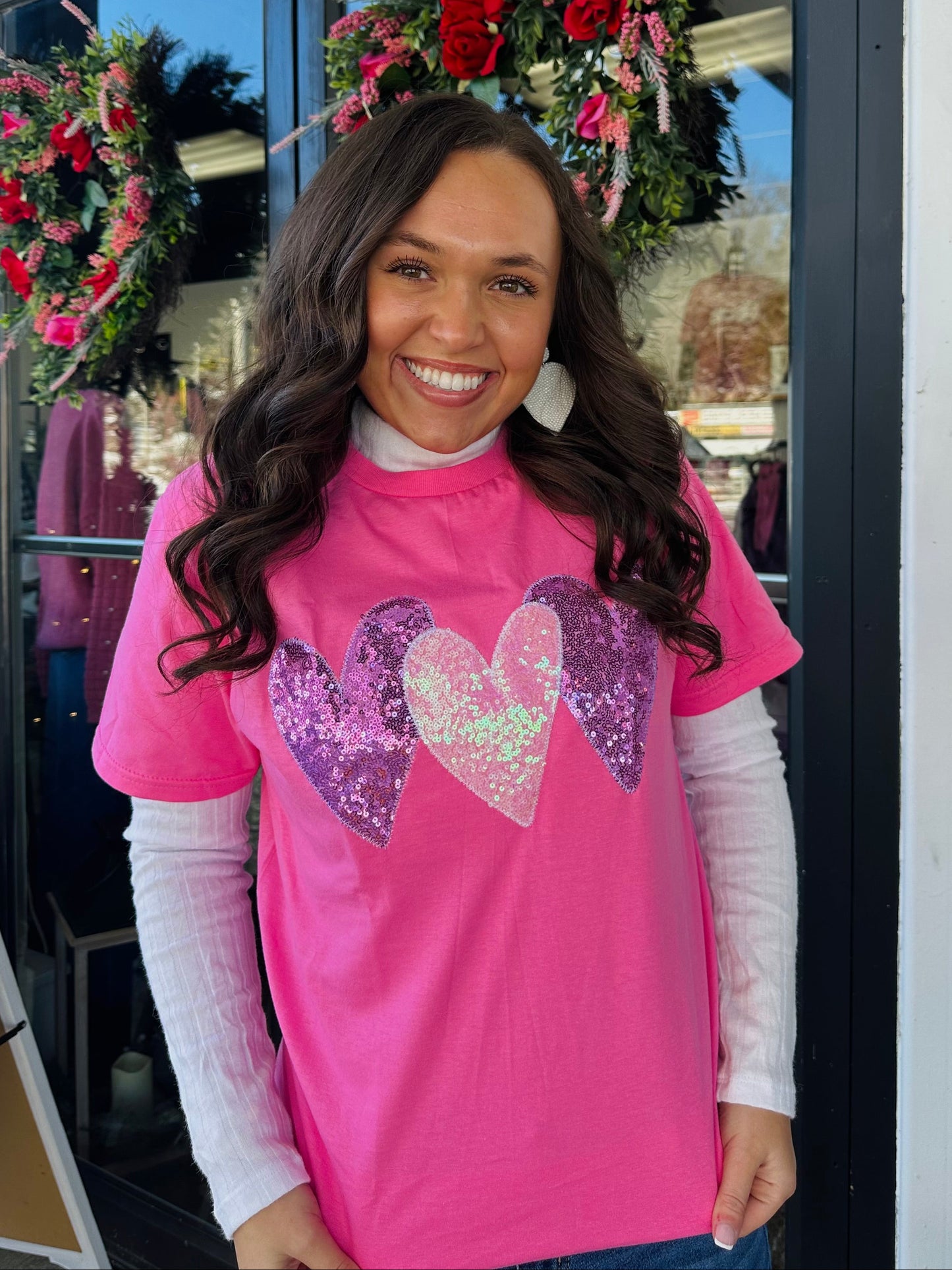 Be Mine Valentine Heart Trio Embroidered Tee