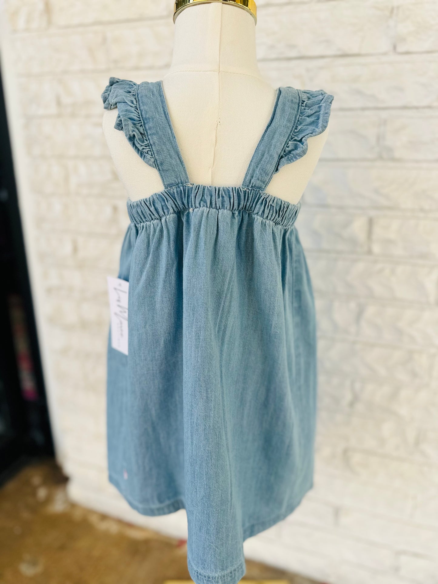 The Girls Light Wash Denim Bow Dress