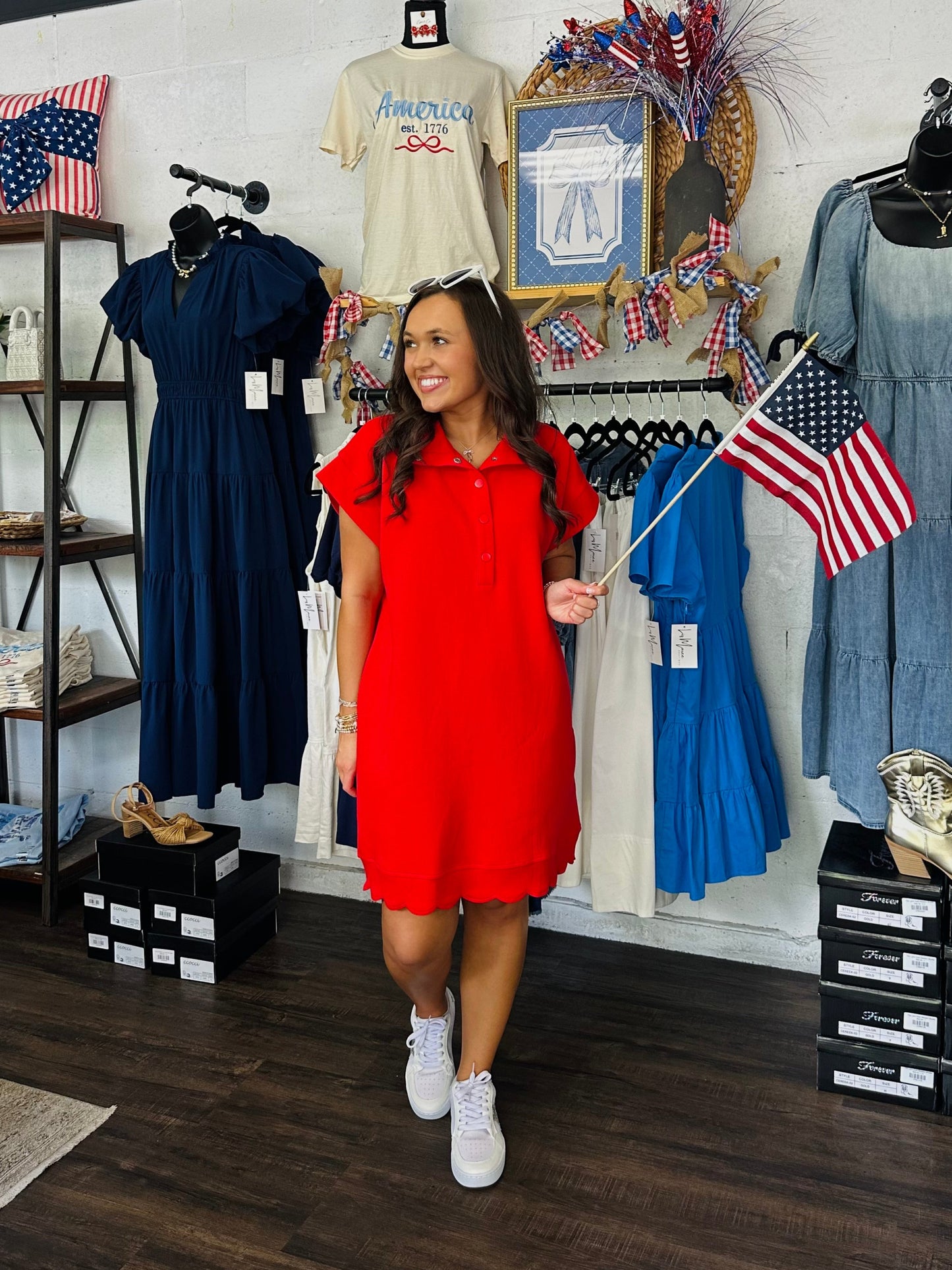 The Layla Red Scalloped Dress