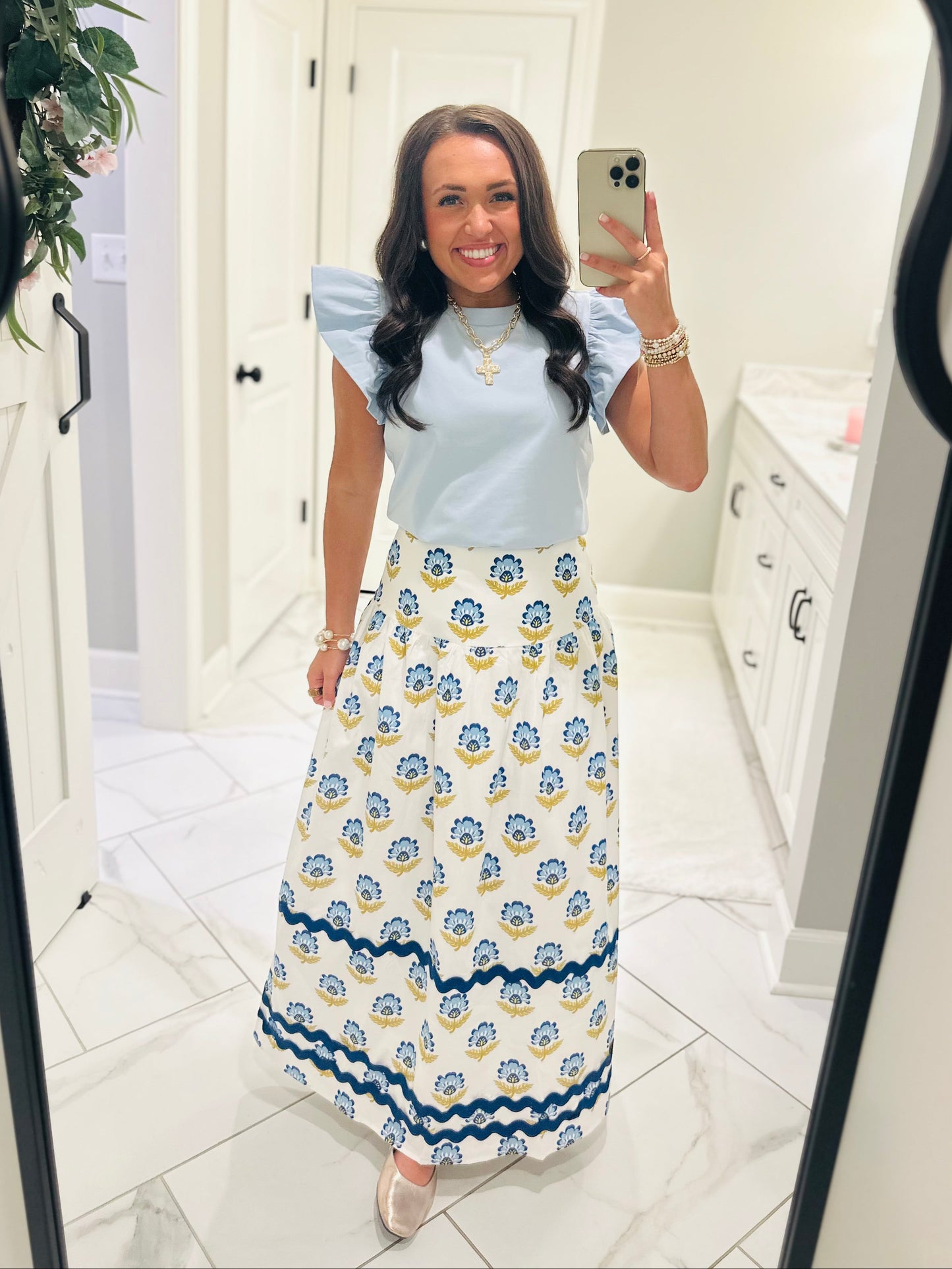The Tillie Baby Blue Ruffled Sleeve Top
