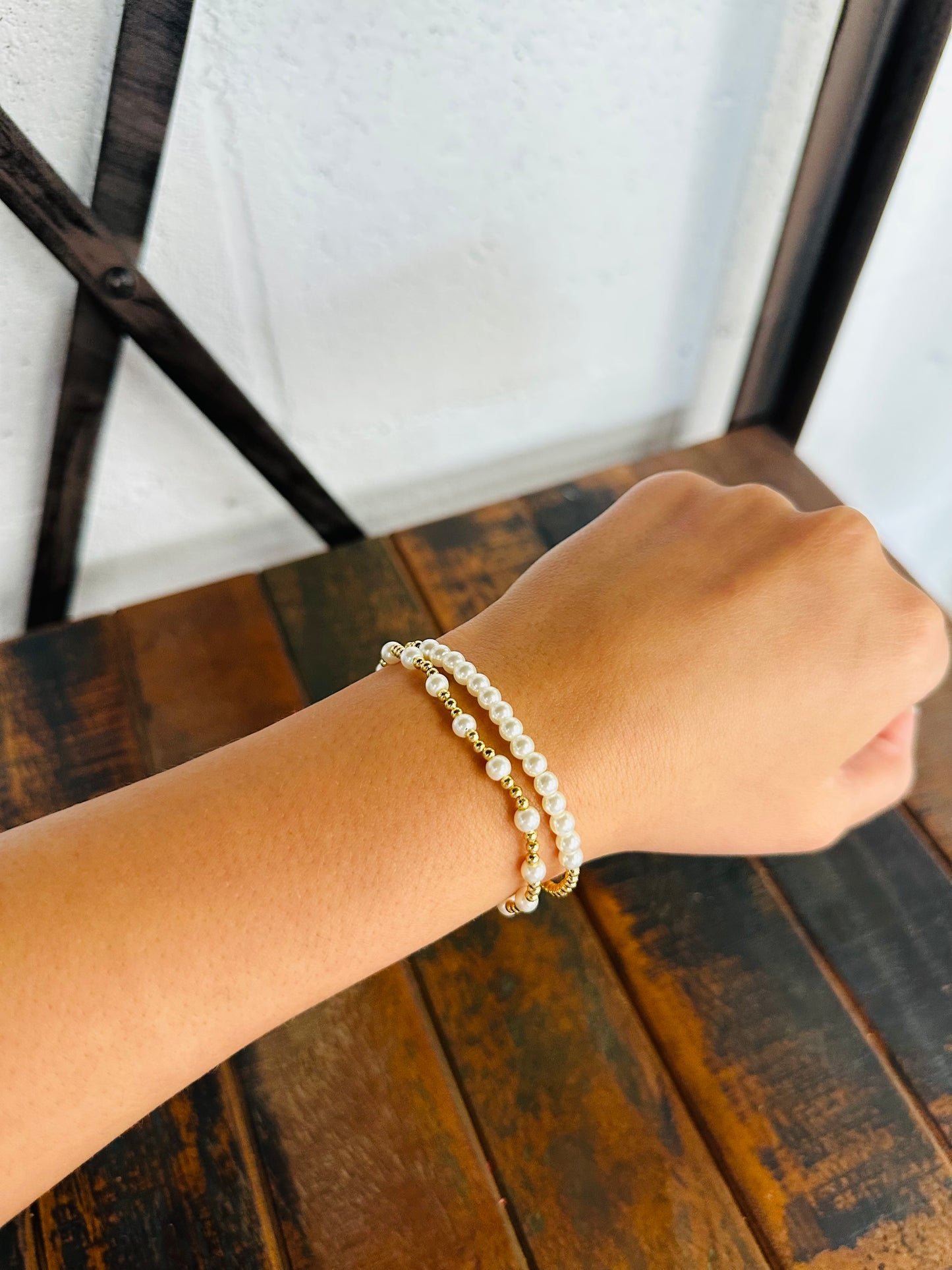 Pearl + Gold Bracelet Set