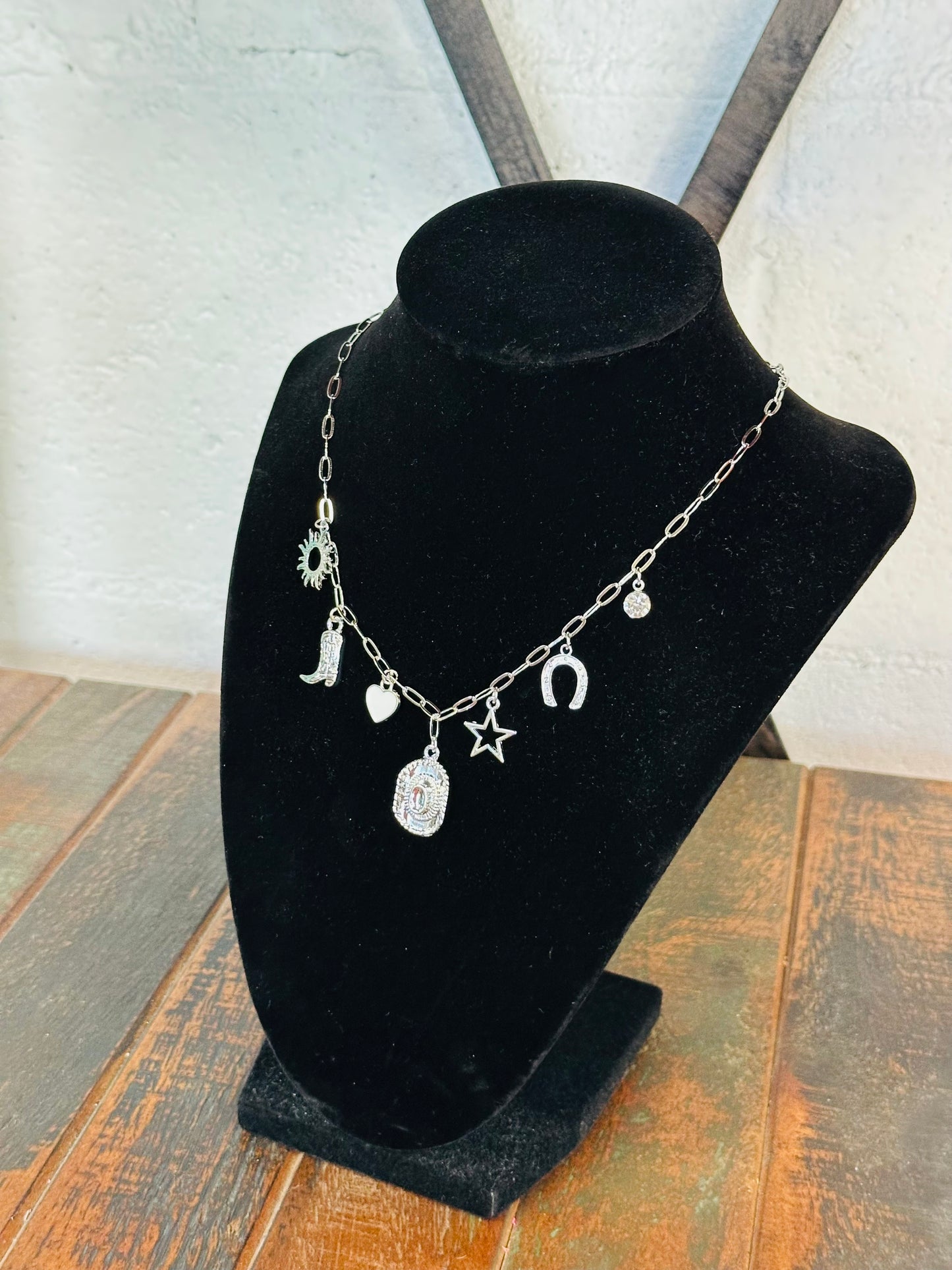 Silver Western Charm Necklace
