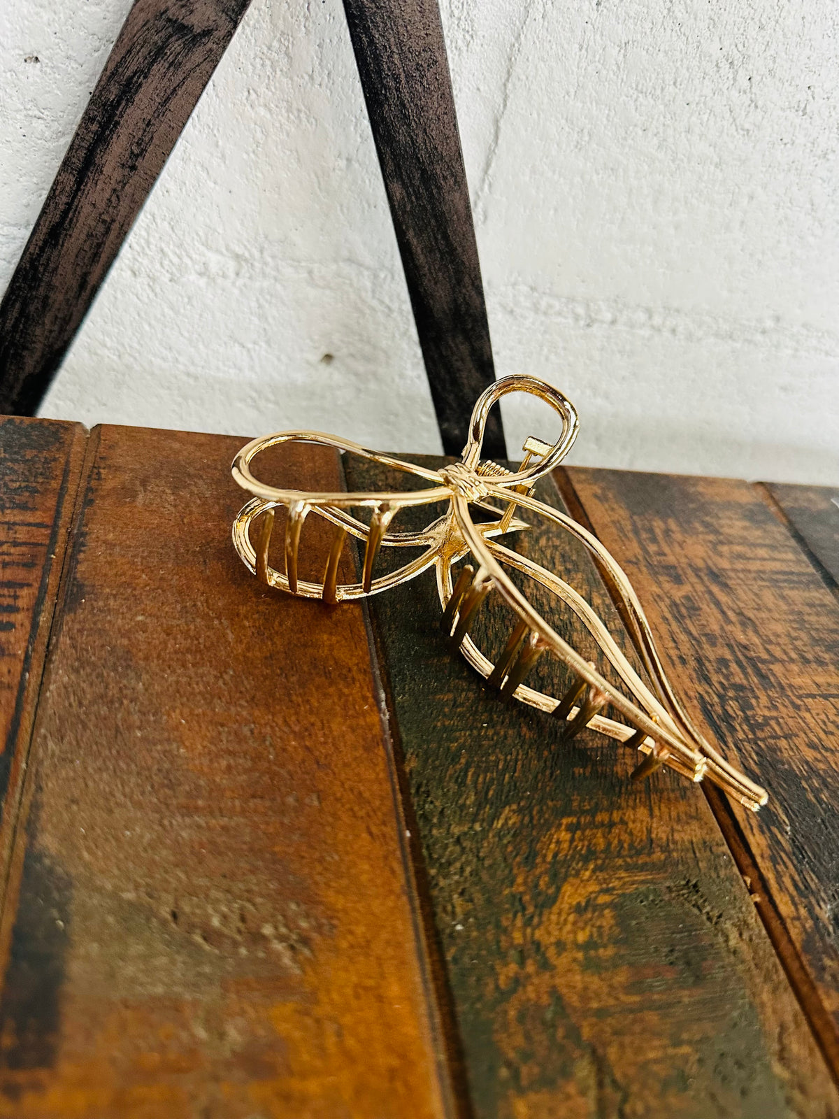 Gold Bow Metal Hair Claw Clip