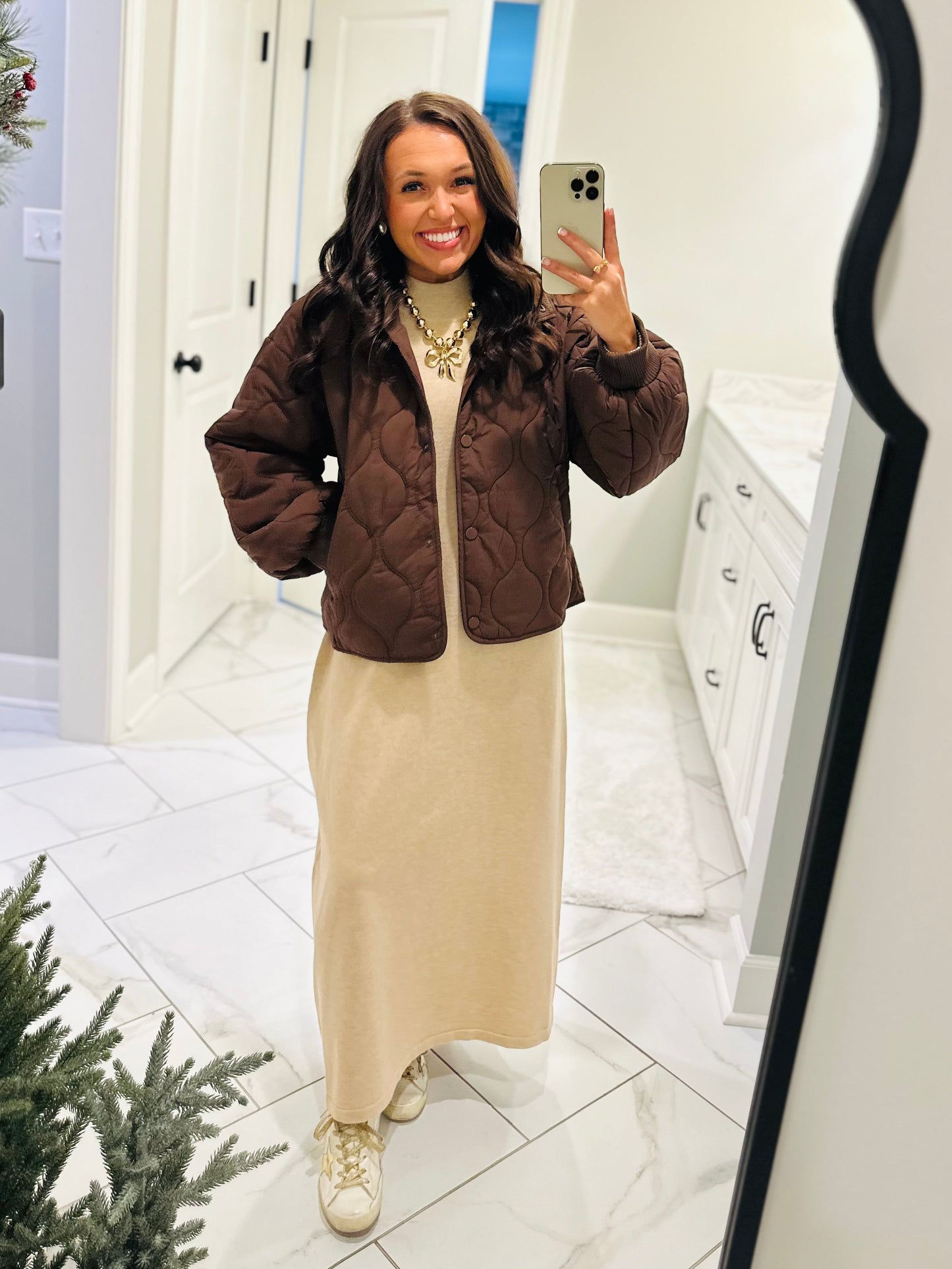 The Sarah Chocolate Brown Quilted Jacket