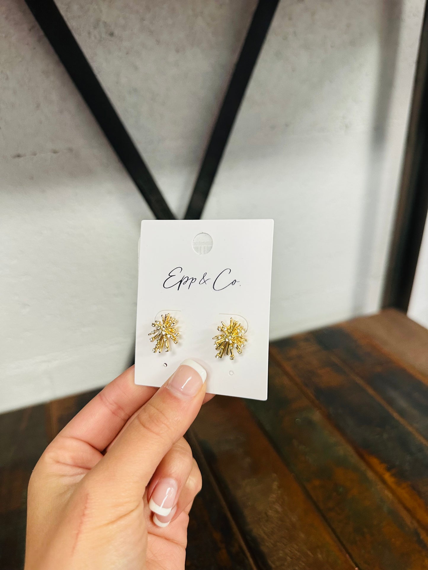 Gold Rhinestone Burst Stud