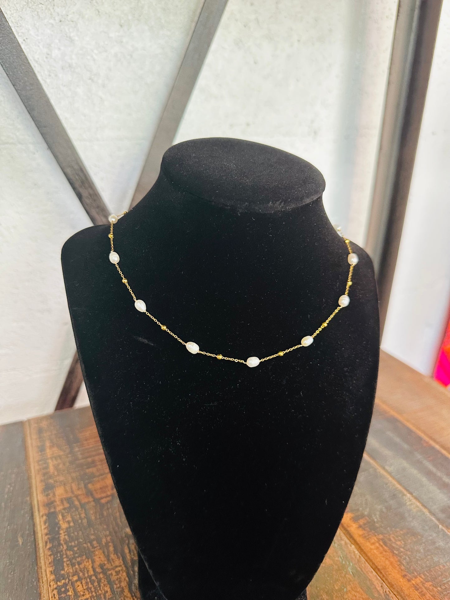 Gold Freshwater Pearl Necklace