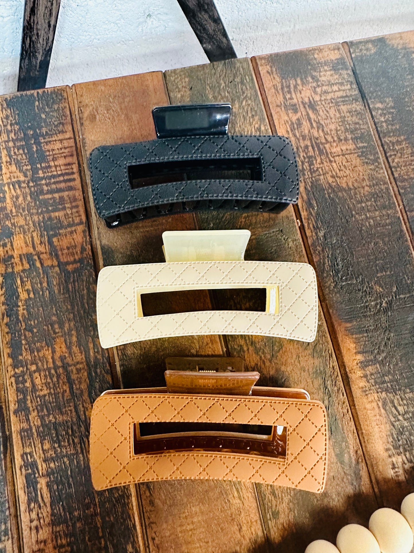 Black Plush Rectangle Claw Clip