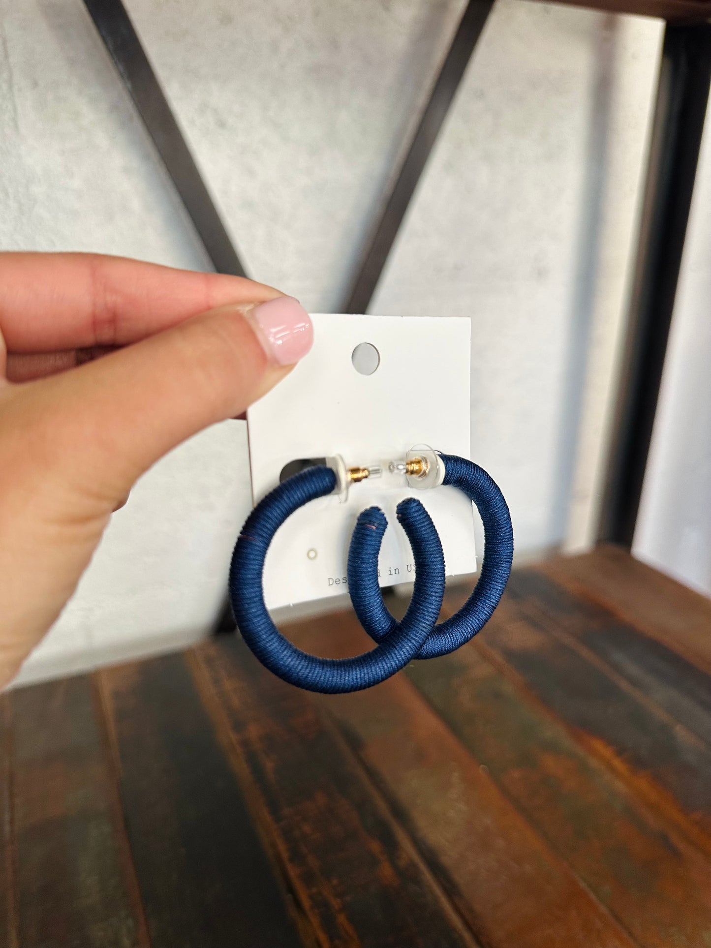 Navy Thread Hoops