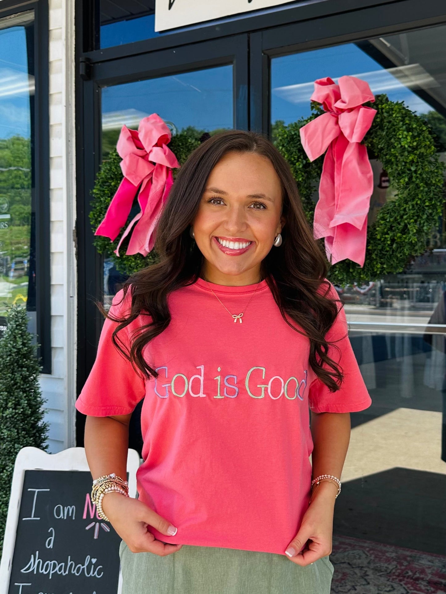 The God is Good Pastel Embroidered Tee