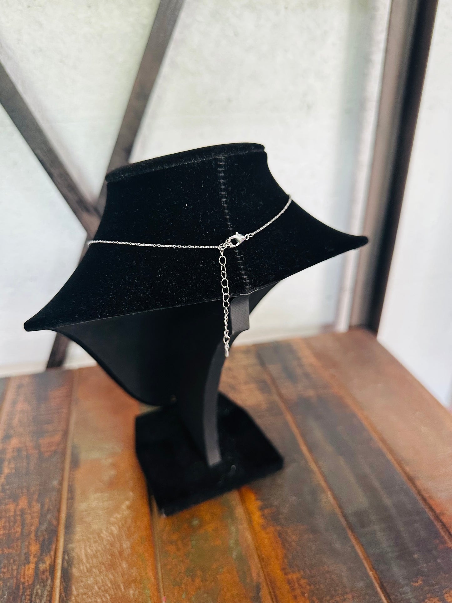 Silver Cubic Zirconia Bow Necklace