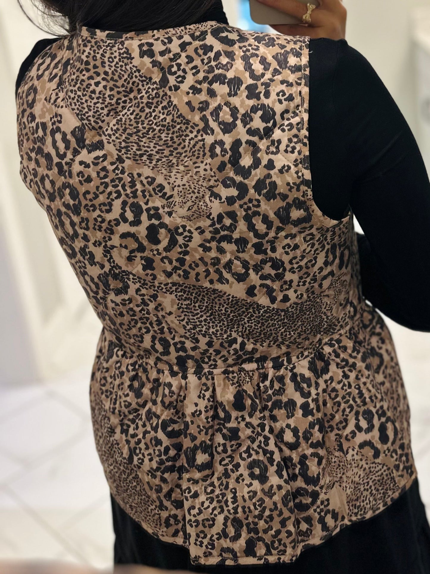 The Leopard Quilted Bow Vest
