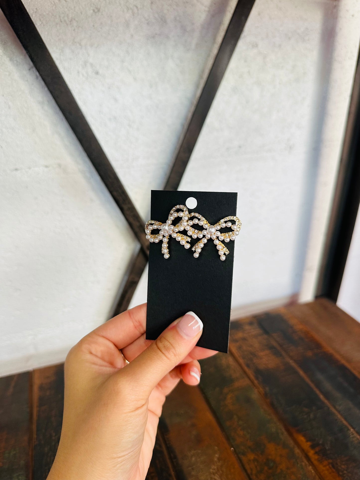 Gold + Pearl Double Bow Post Earring