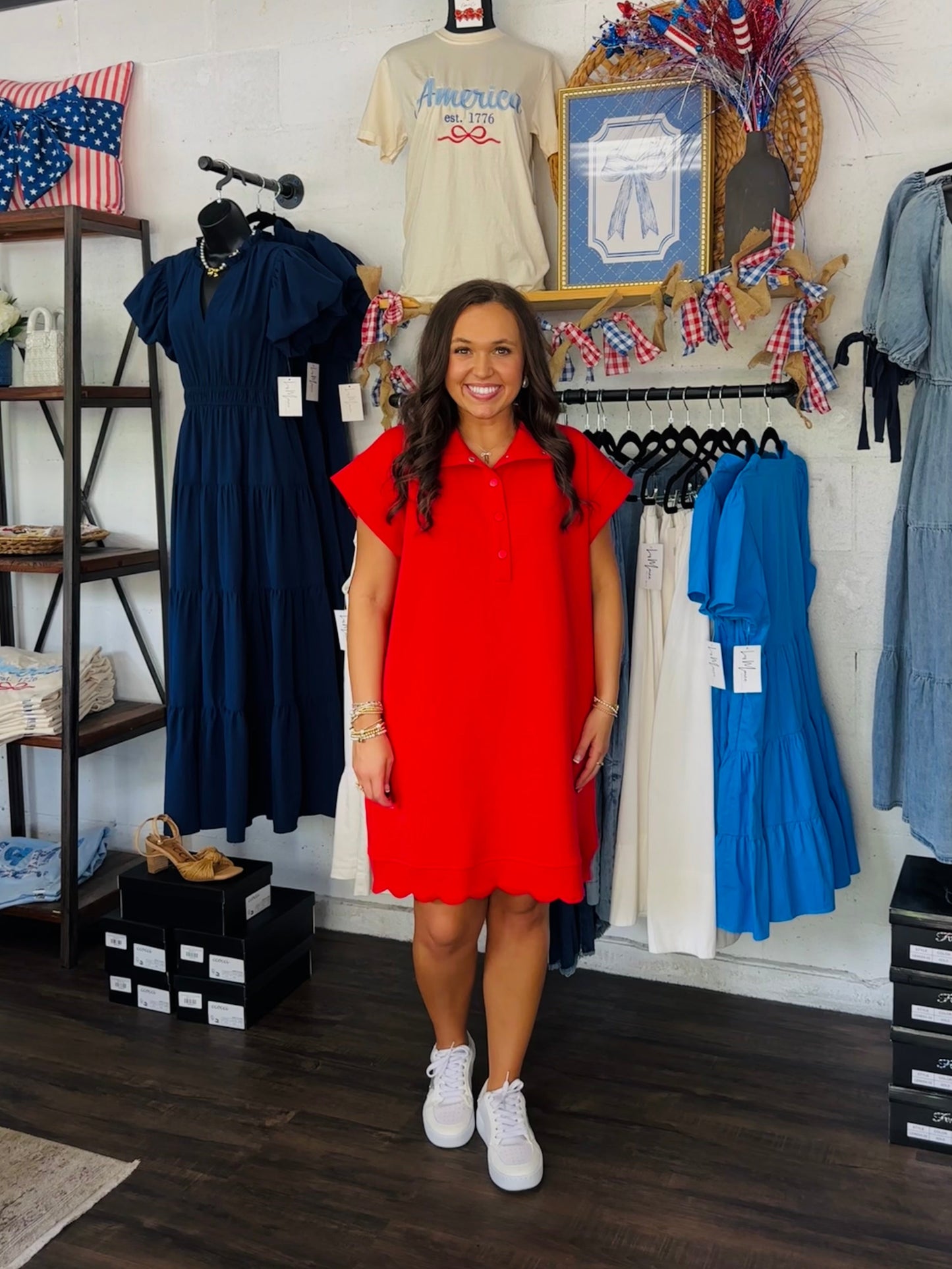 The Layla Red Scalloped Dress