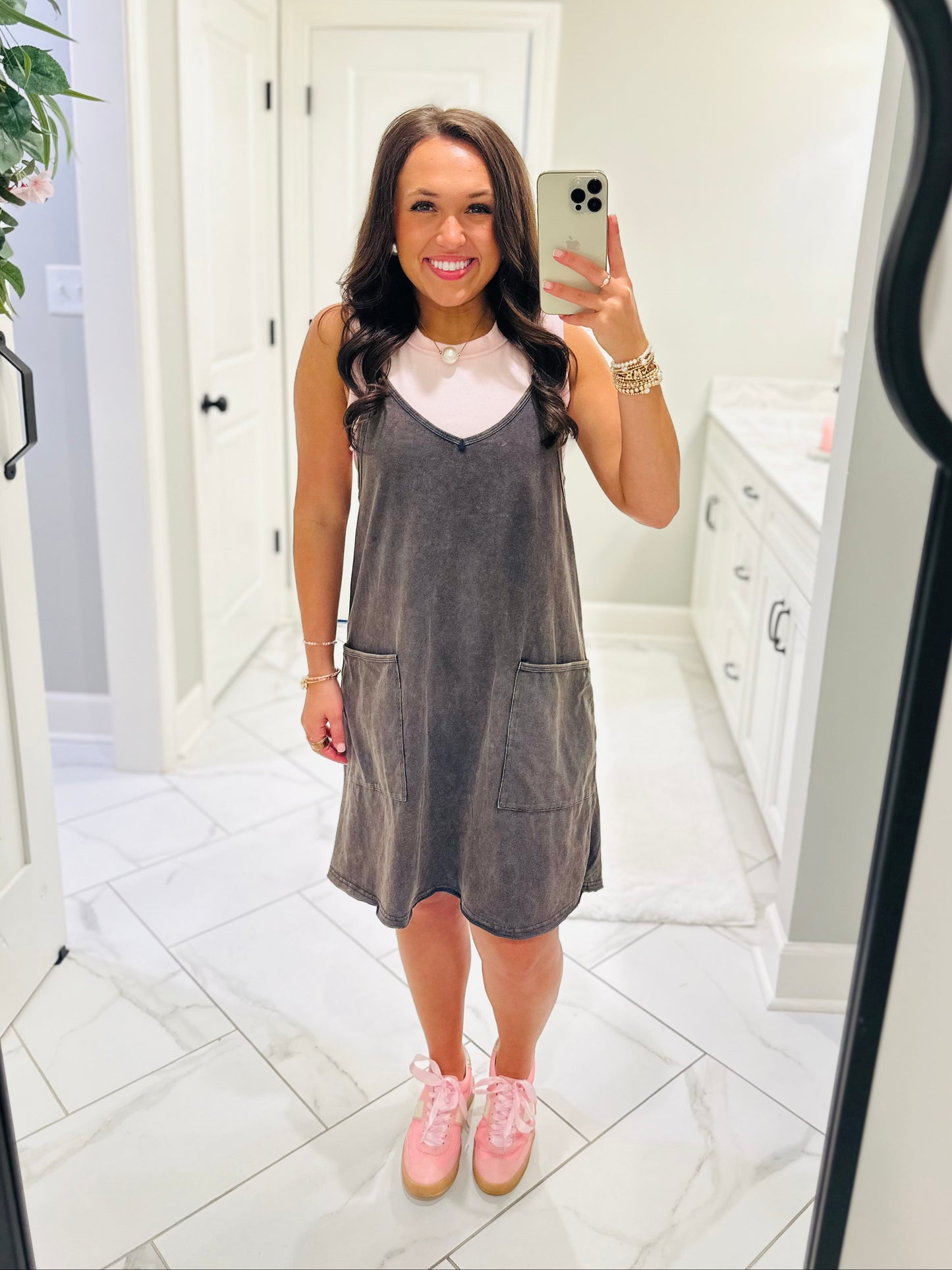 The Rhea Mineral Wash Tennis Dress - Ash Navy