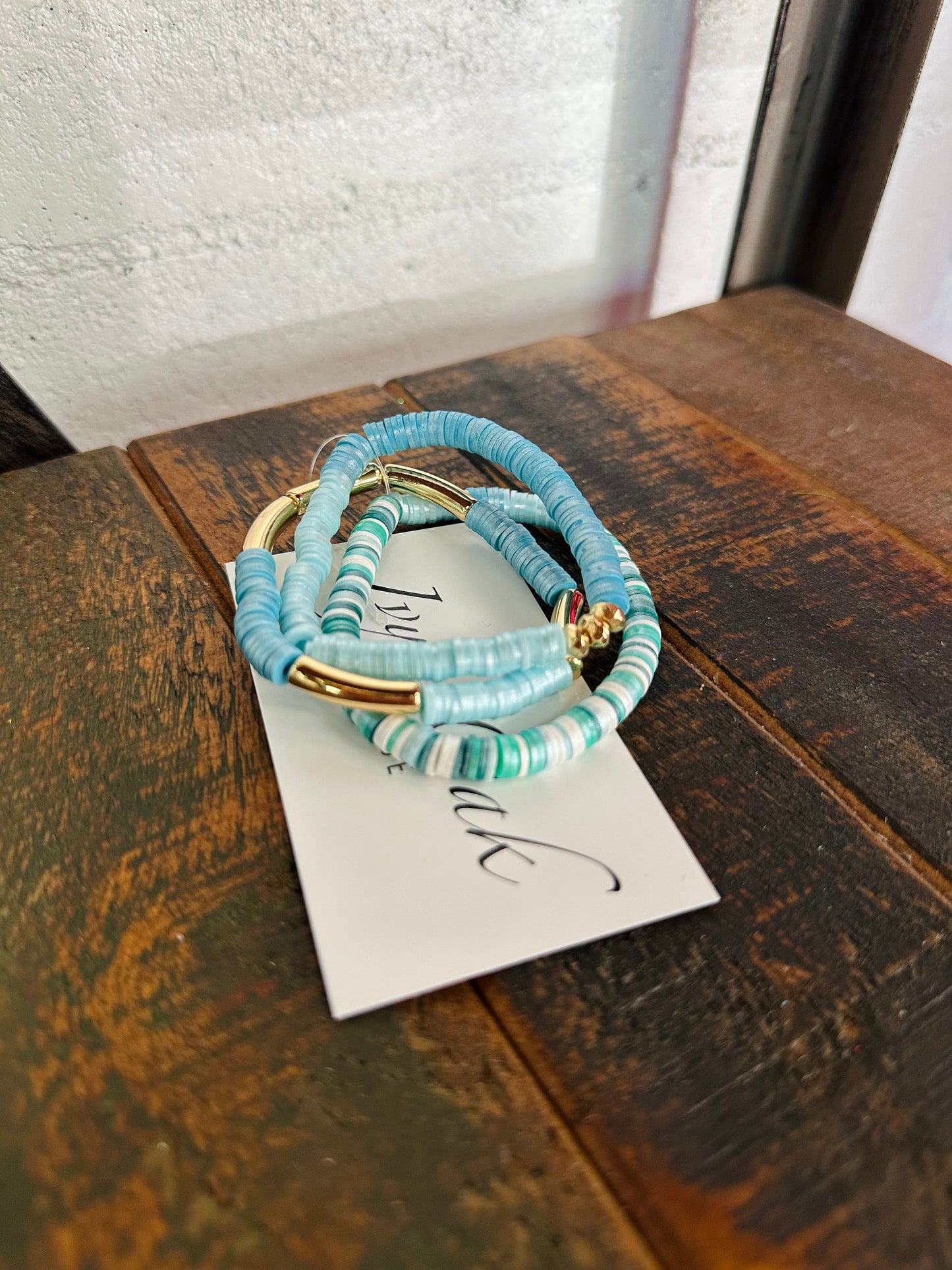 Blue Shimmer Rubber Disc Stretch Stack