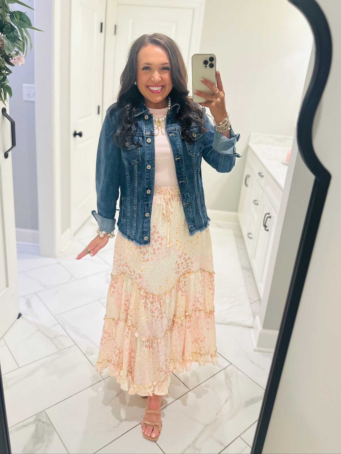 The Magnolia Floral Print Tiered Maxi Skirt