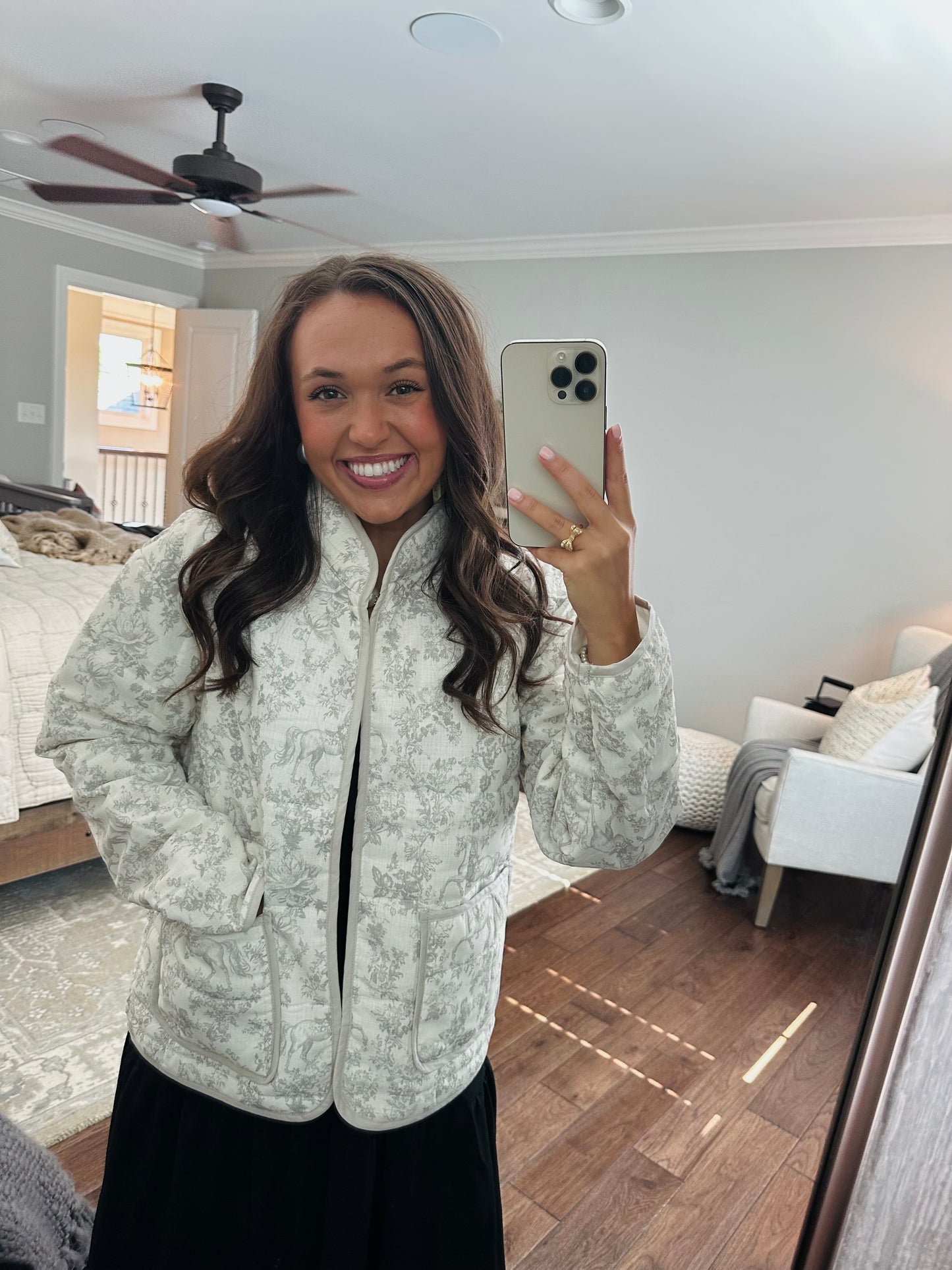 The Serena Grey Vintage Quilted Jacket