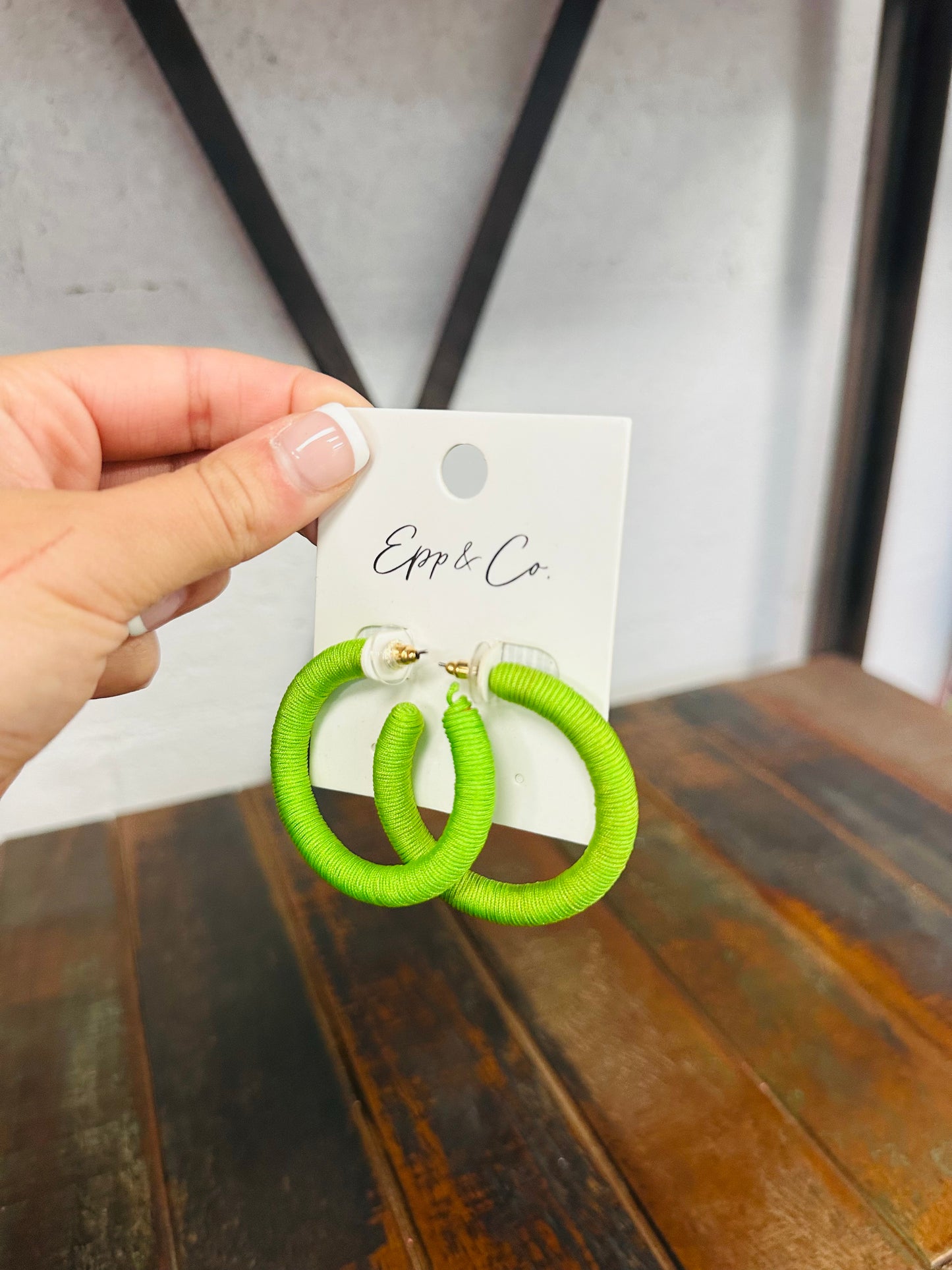 Neon Green Thread Hoops