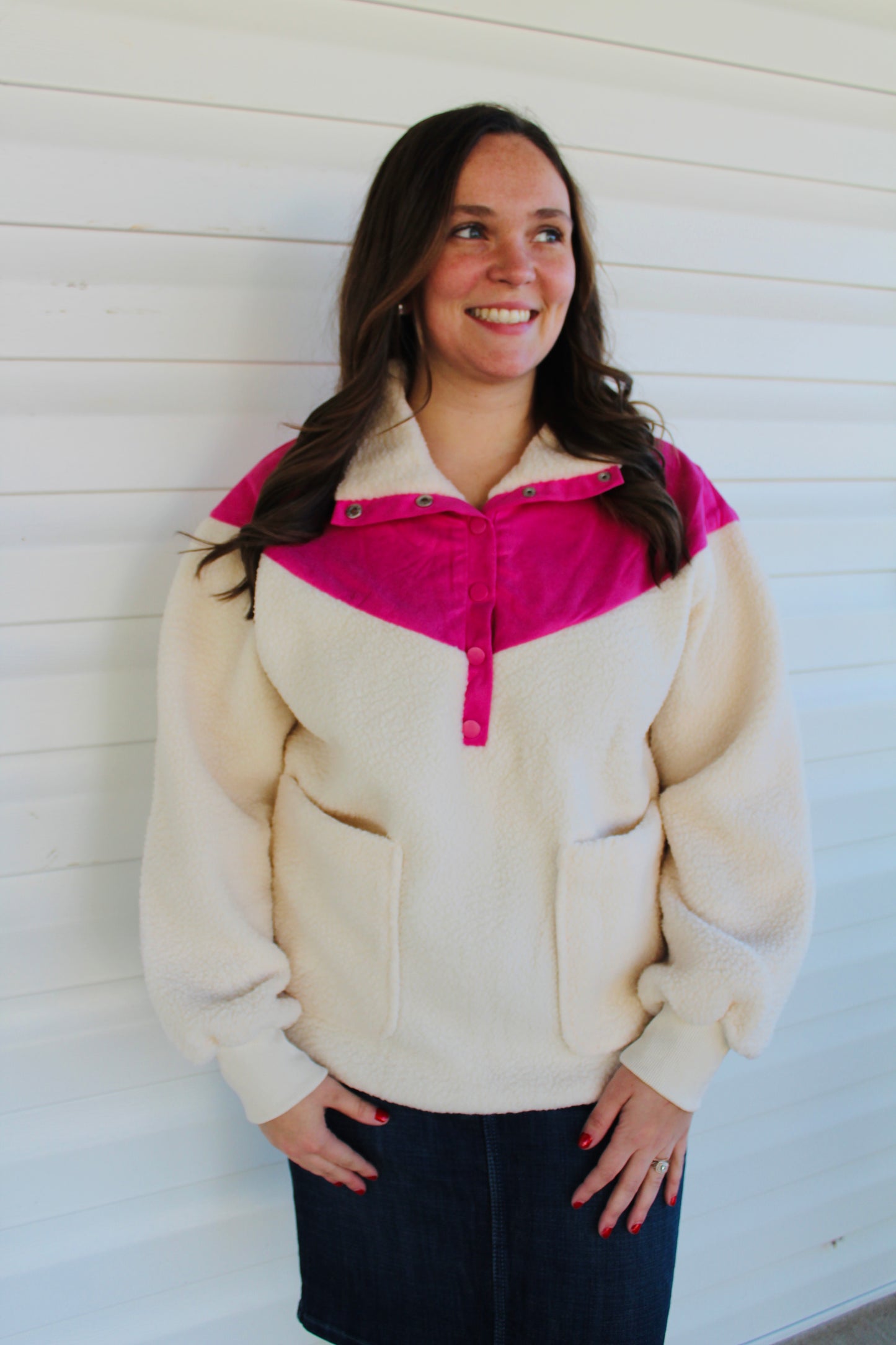 Cream Sherpa Pullover