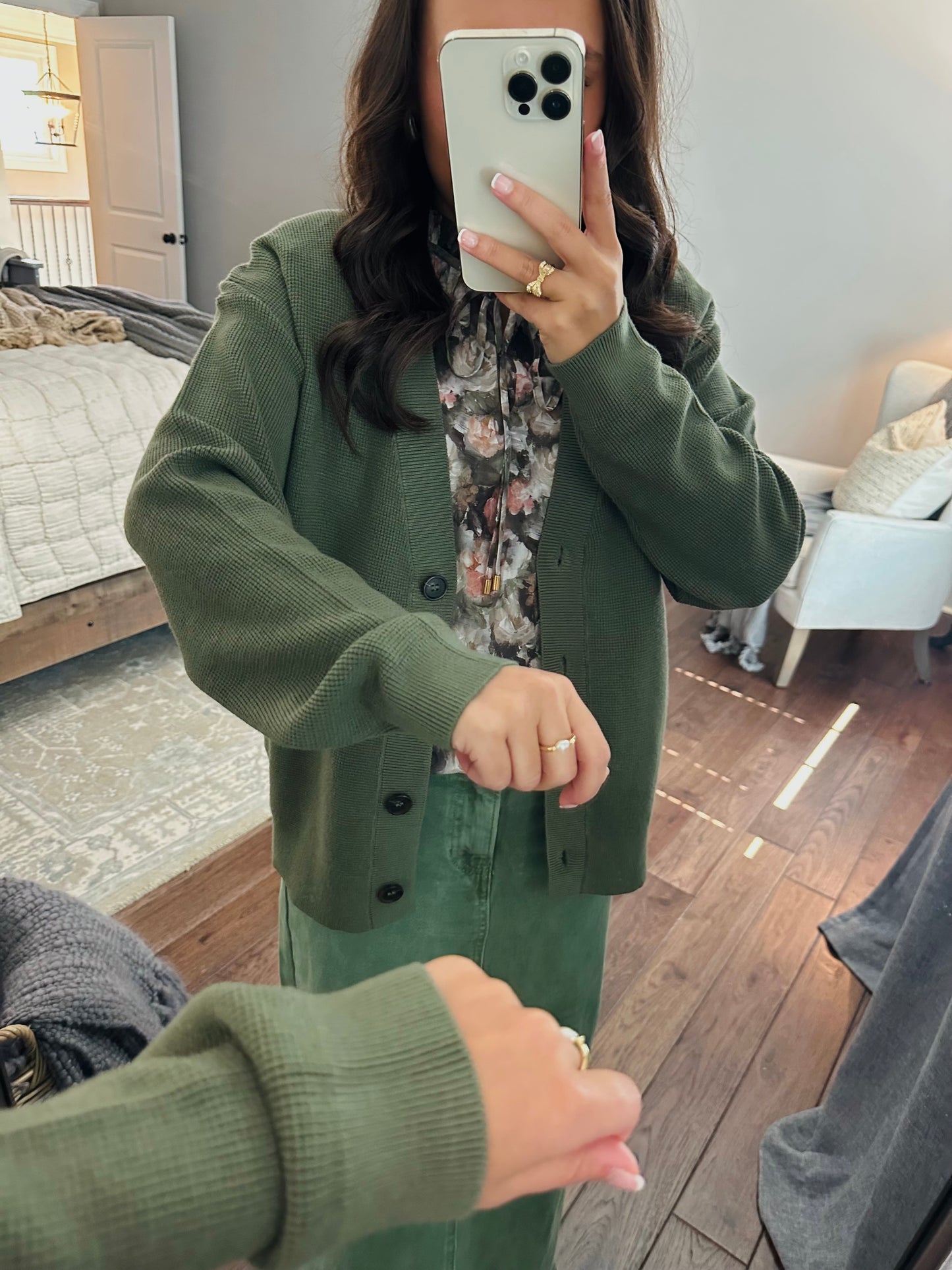 Let's Get Cozy Olive Green Cardigan