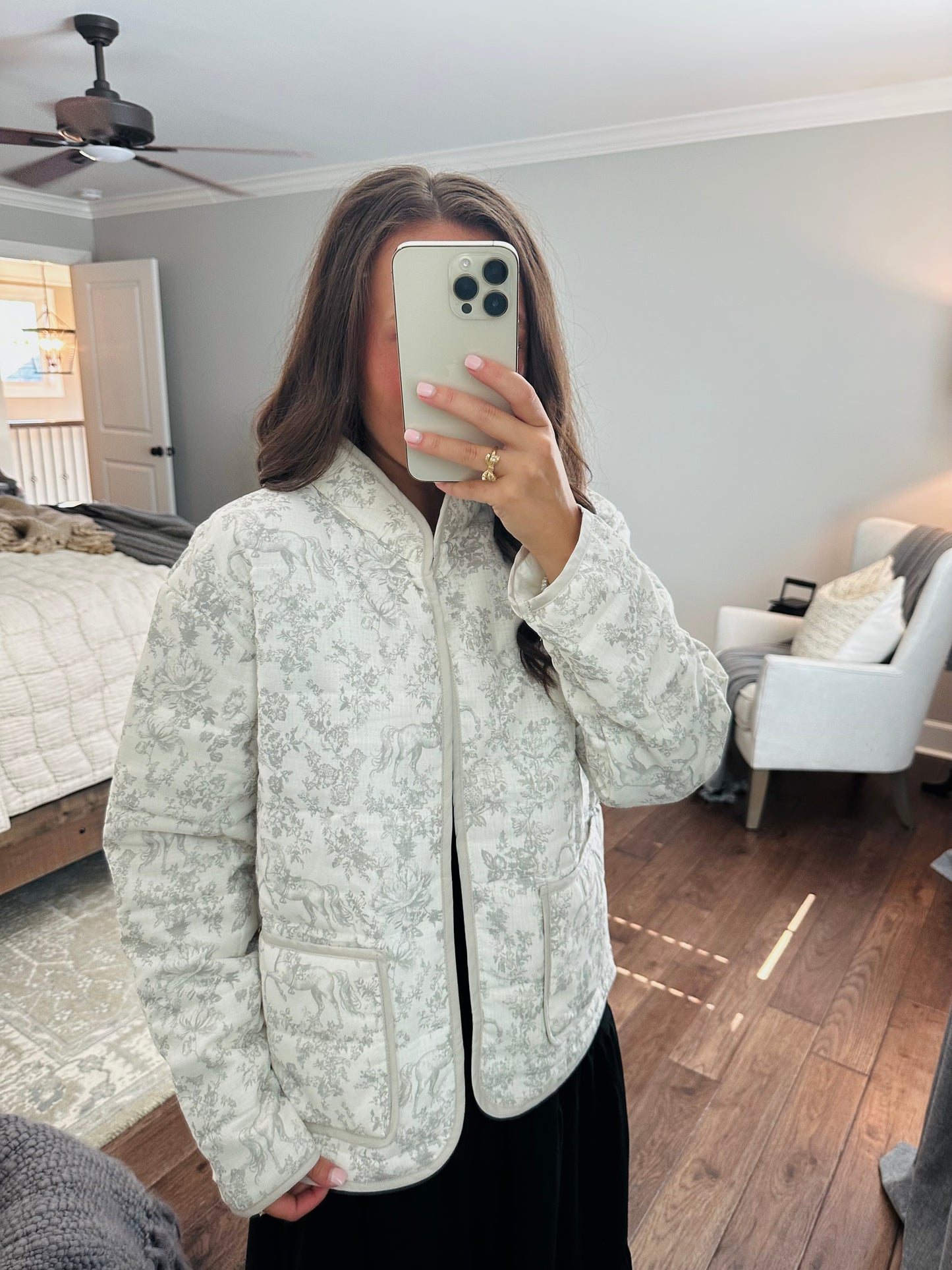 The Serena Grey Vintage Quilted Jacket