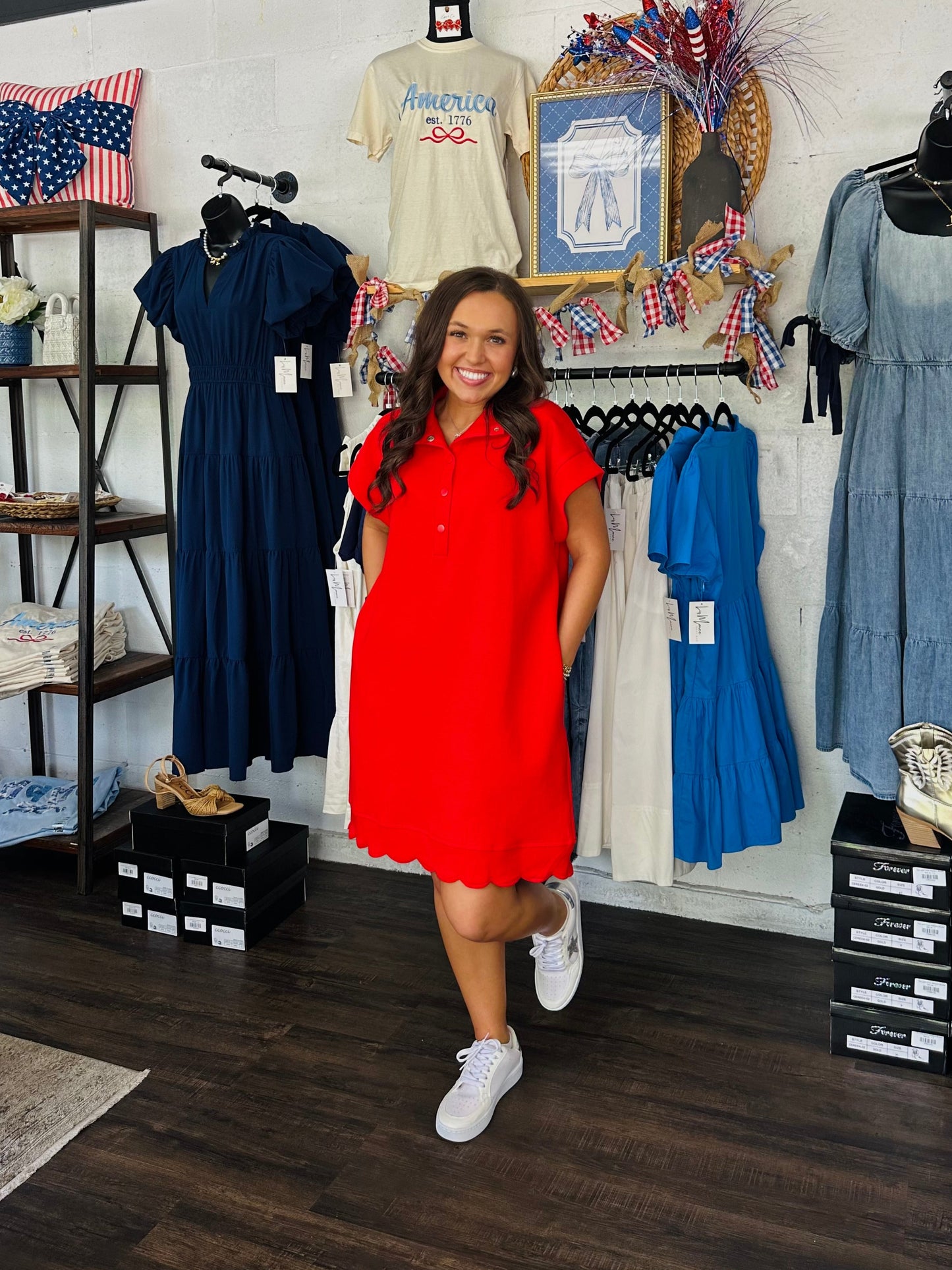 The Layla Red Scalloped Dress