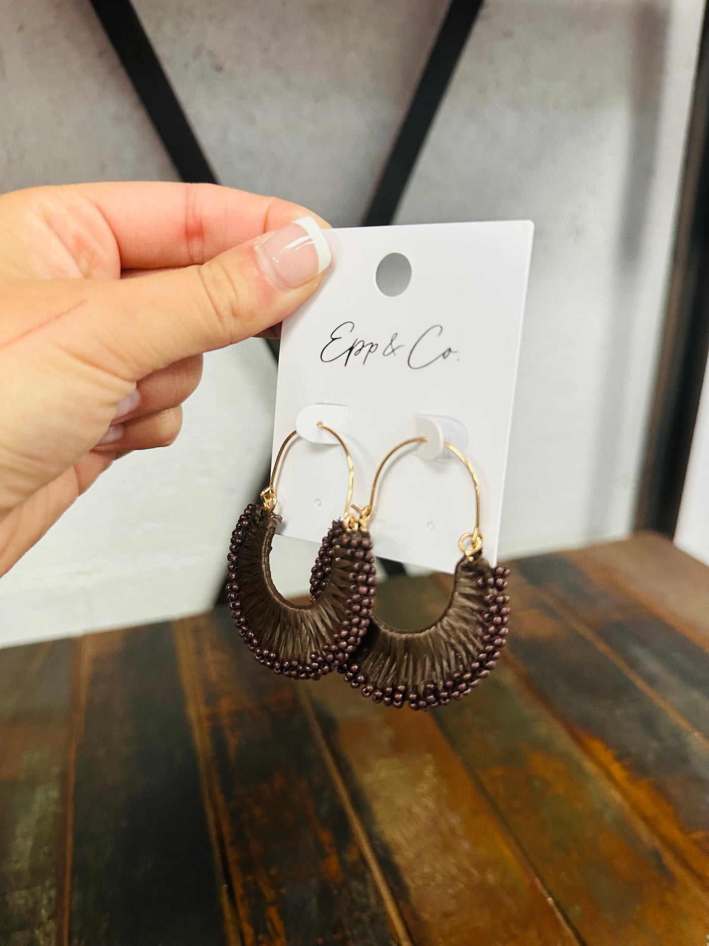 Americano Raffia & Bead Hoops