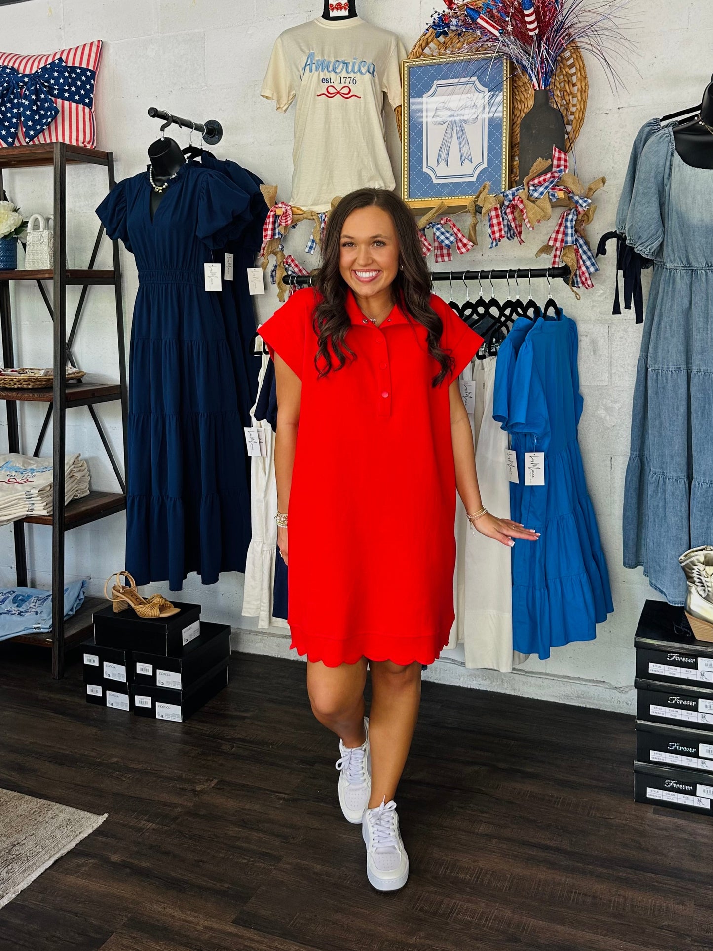The Layla Red Scalloped Dress