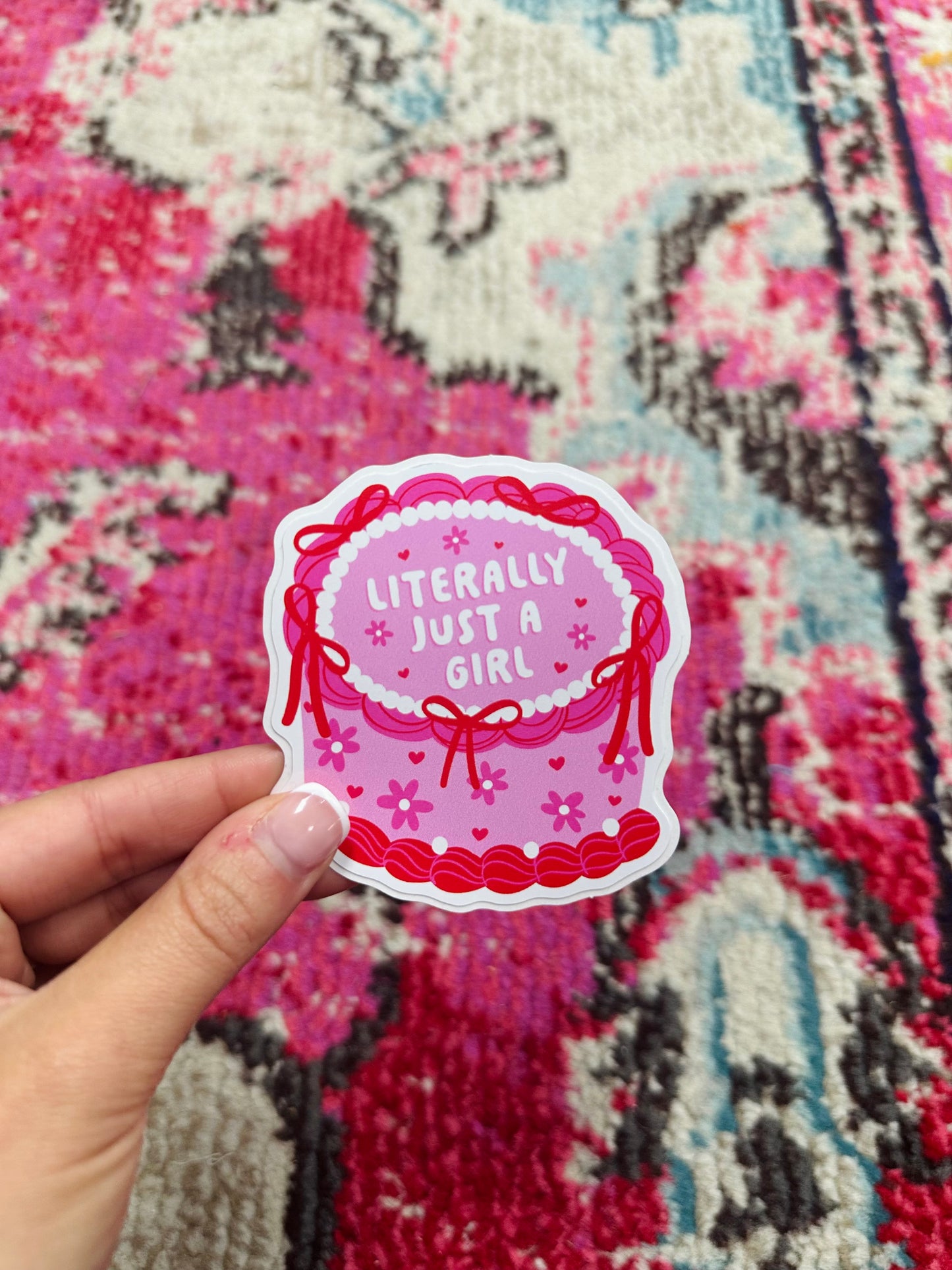 Literally Just a Girl Cake + Bow Sticker