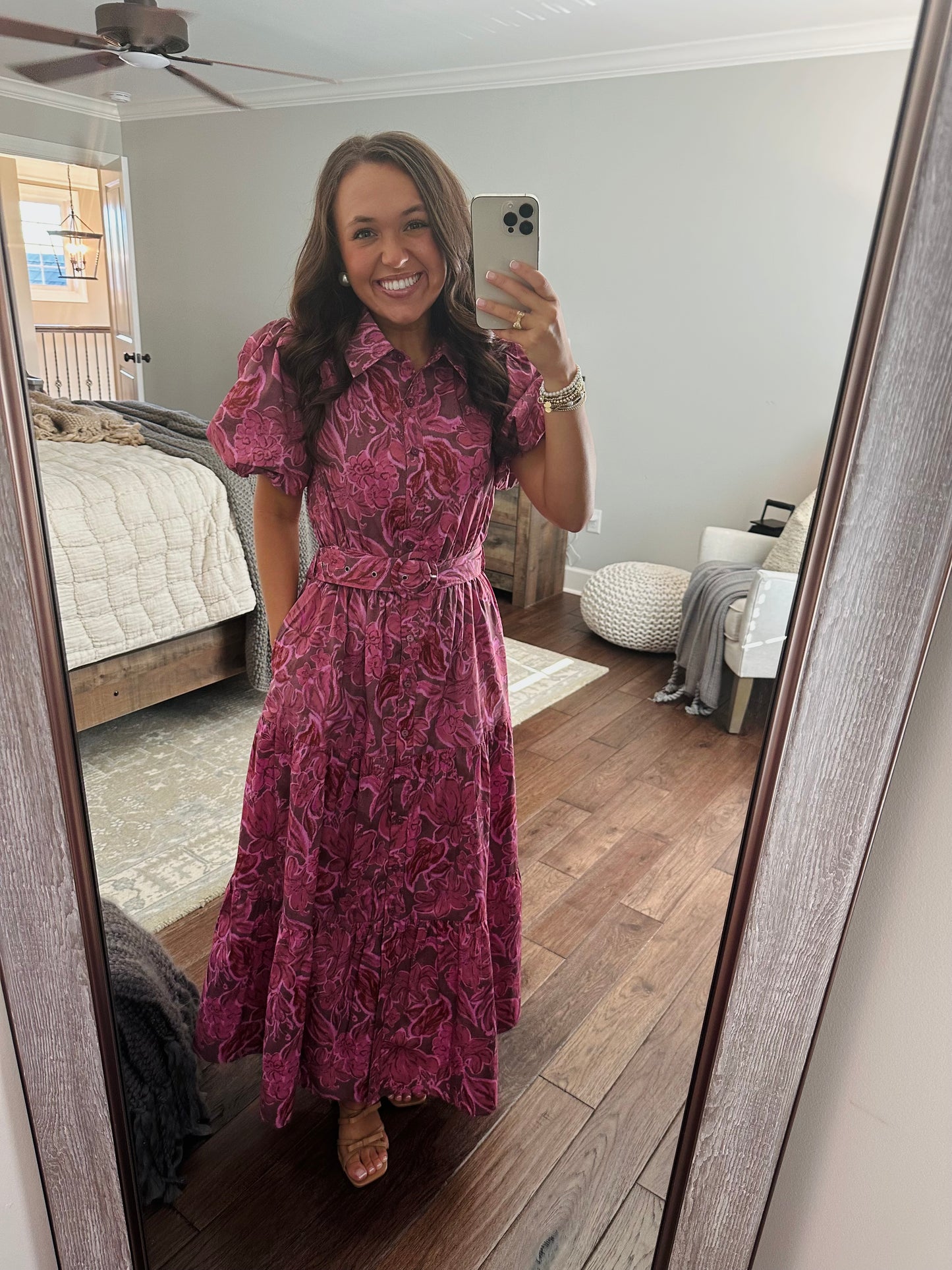 The Danyale Rosy Brown Floral Midi Dress