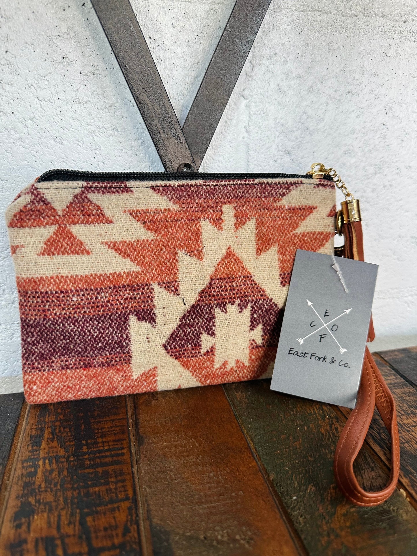 Red Aztec Wristlet Wallet Clutch