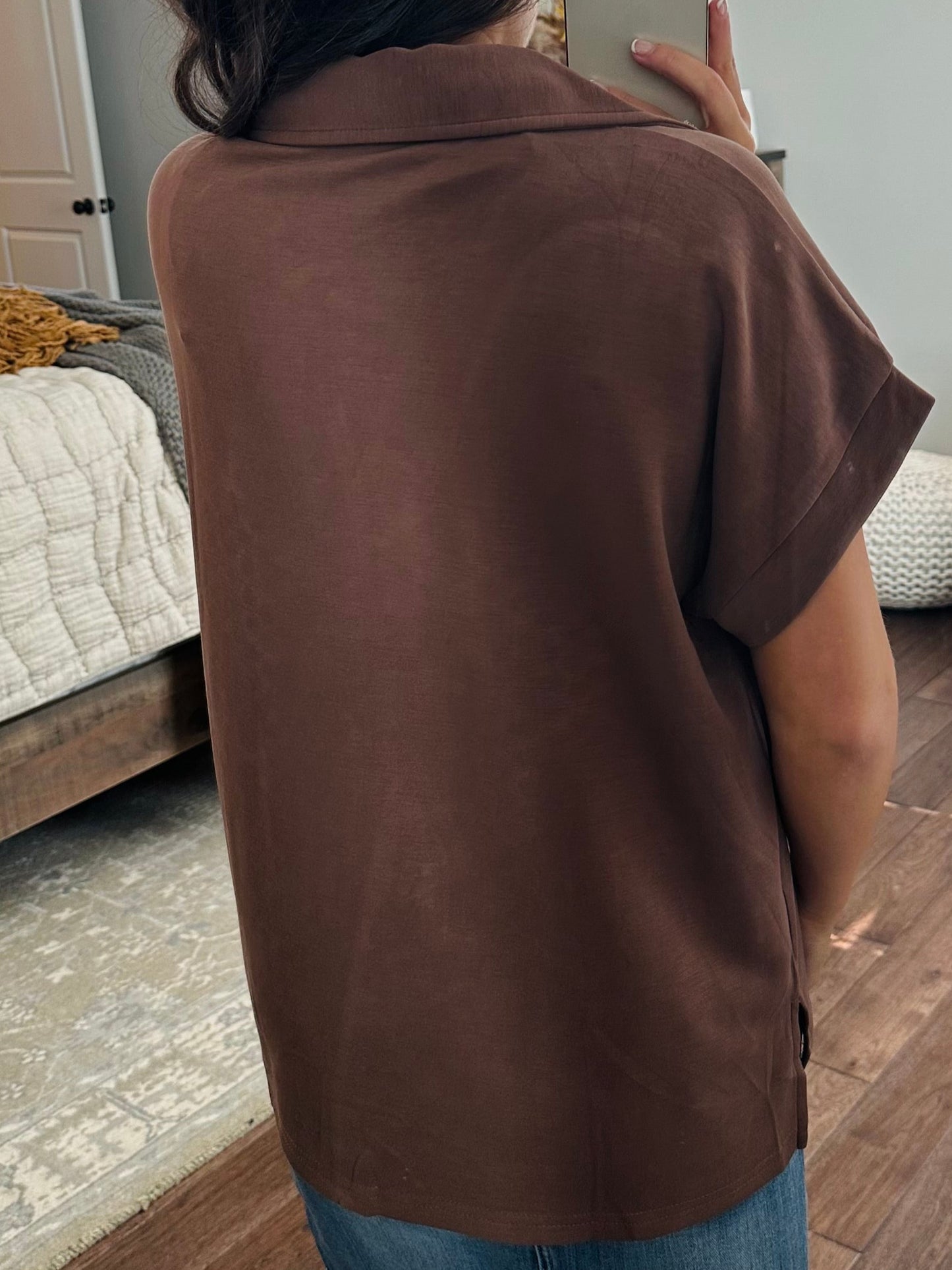 The Tatum Coffee V-Neck Top